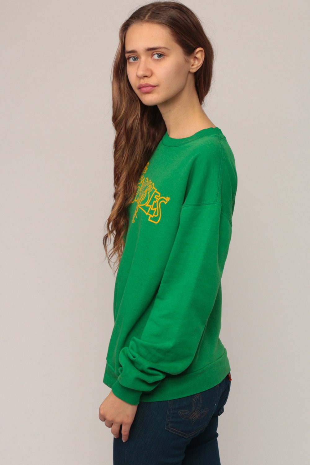 80s Untouchables Angel Devil Sweatshirt Green Graphic Crewneck Medium