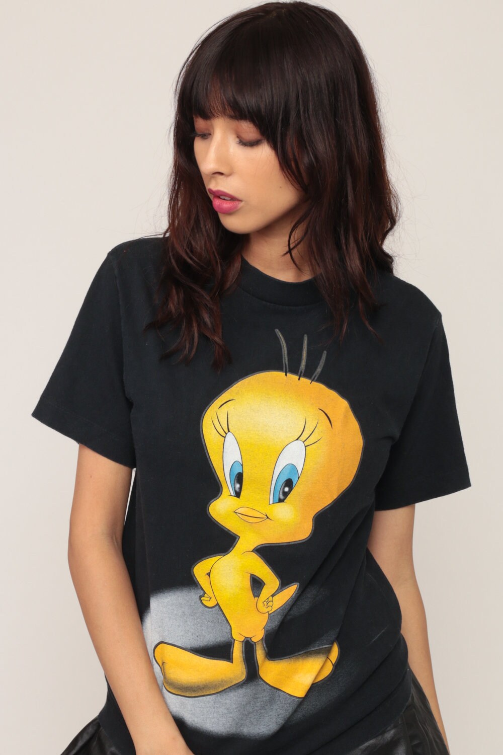 90s Tweety Bird Looney Tunes Warner Bros Graphic T-Shirt Black Small