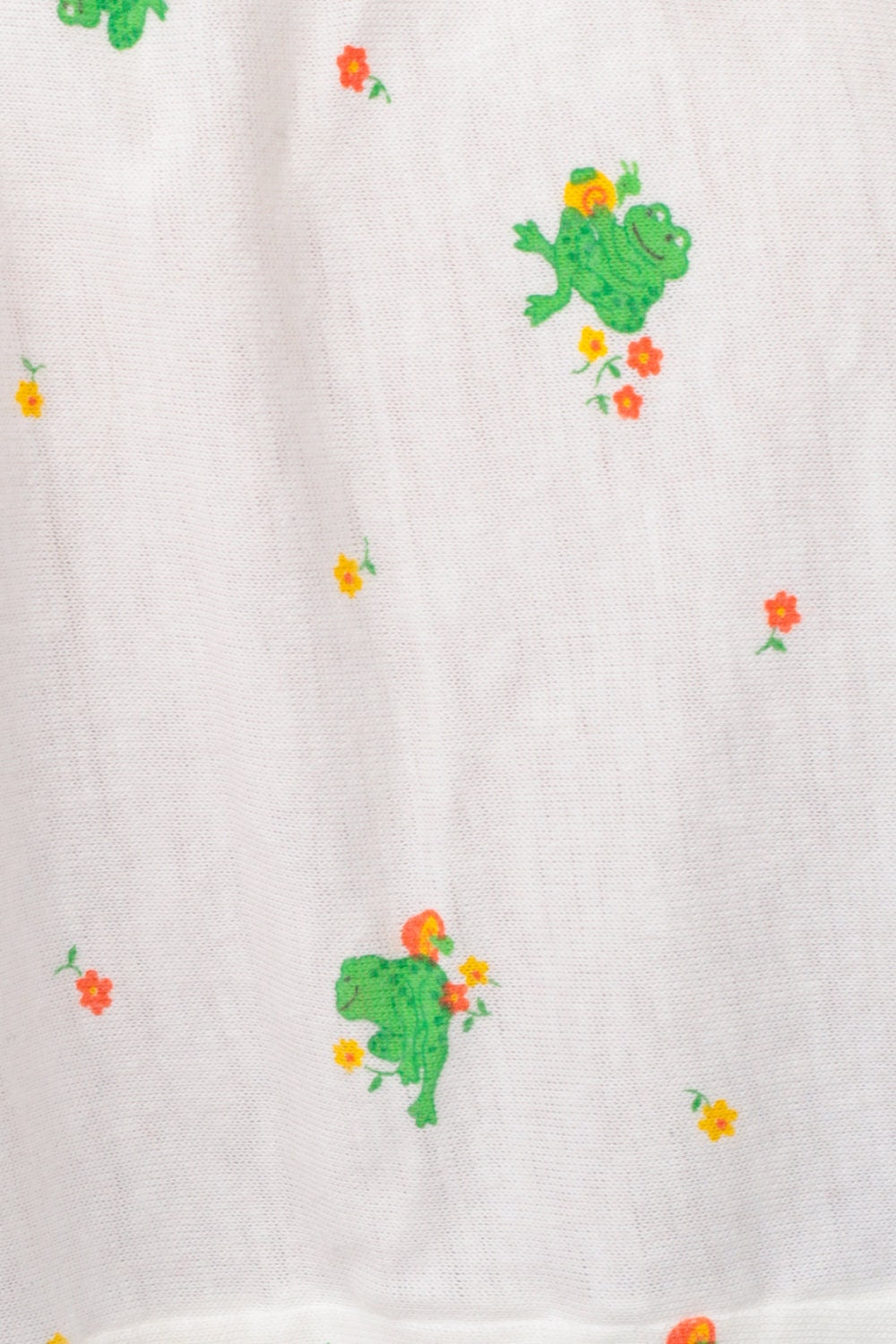 70s Frog Print Crop Top T-Shirt Cap Sleeve Cotton Blend Small