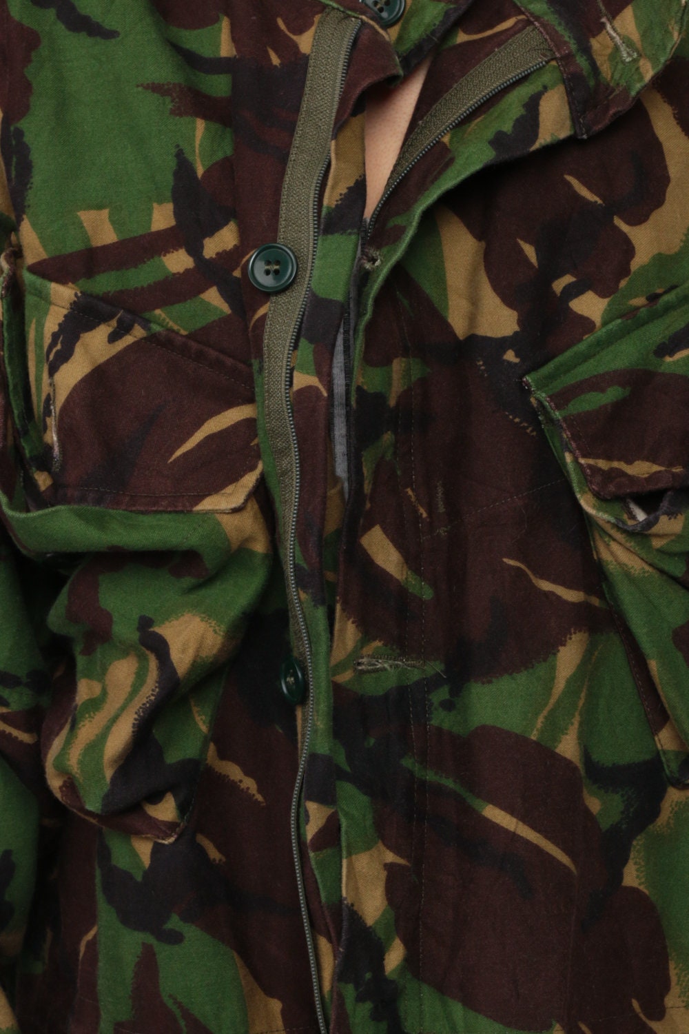 1980s Military Camo Utility Jacket Olive Drab Field Jacket Extra Large XL