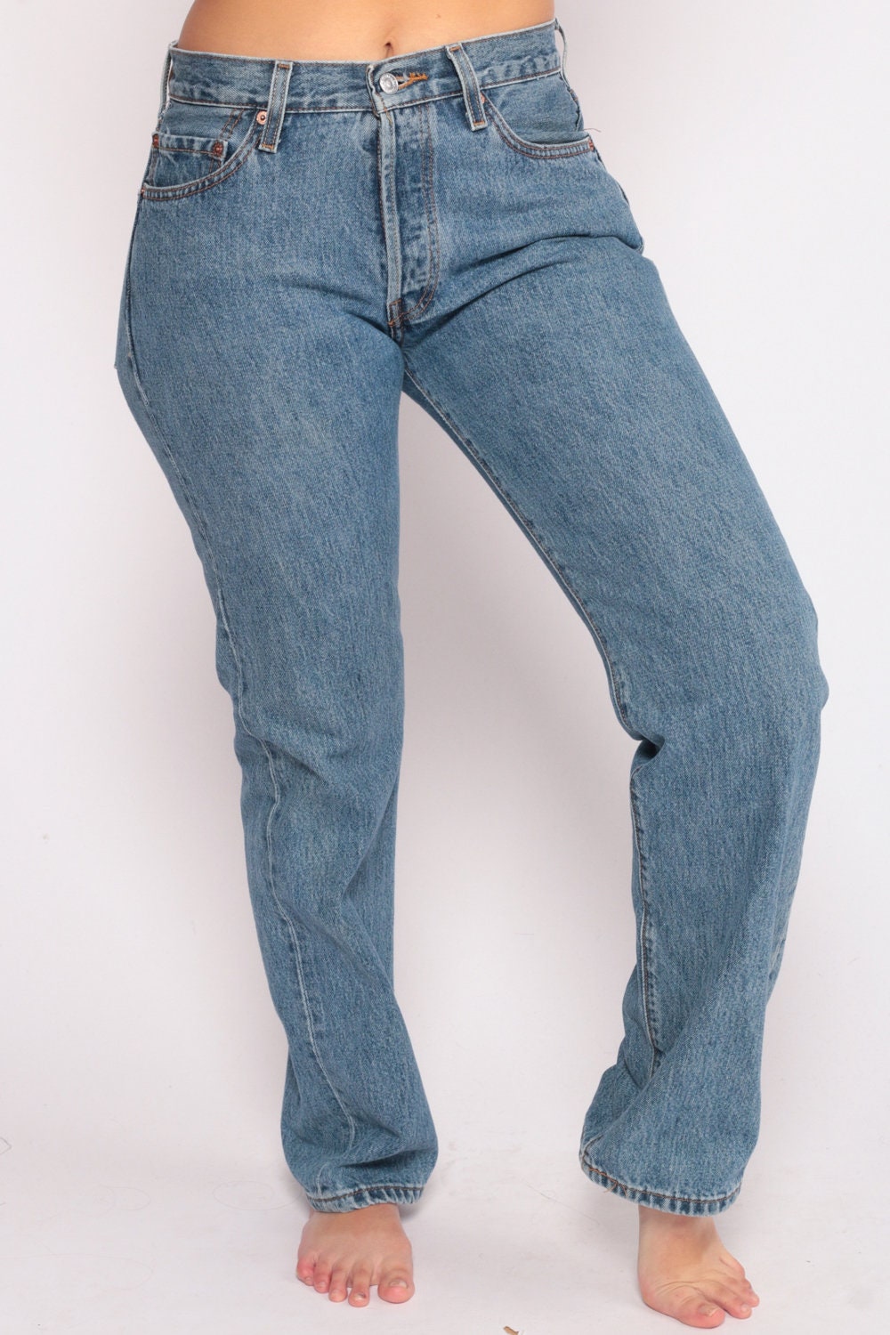 80s Levi's 501 High Waist Blue Denim Jeans Button Fly Medium