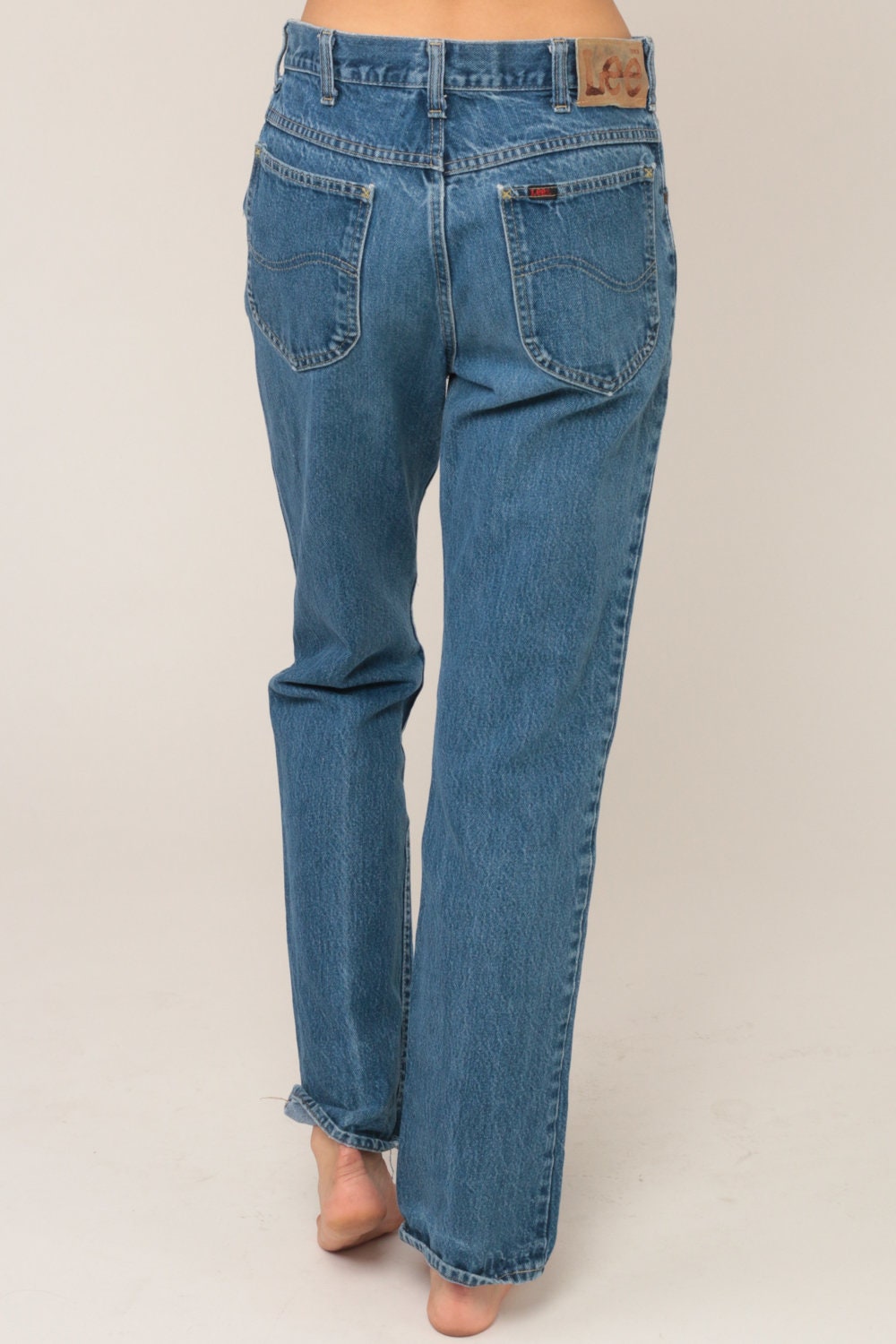 Lee High Waist Straight Leg Blue Denim Jeans 80s 90s Medium 10