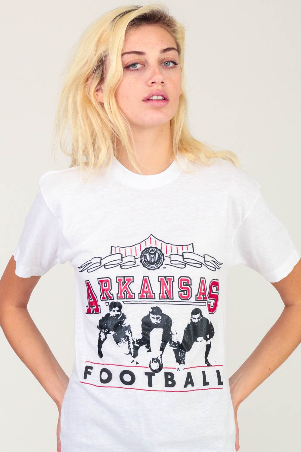 80s University of Arkansas Football T-Shirt Unisex Graphic Tee Medium