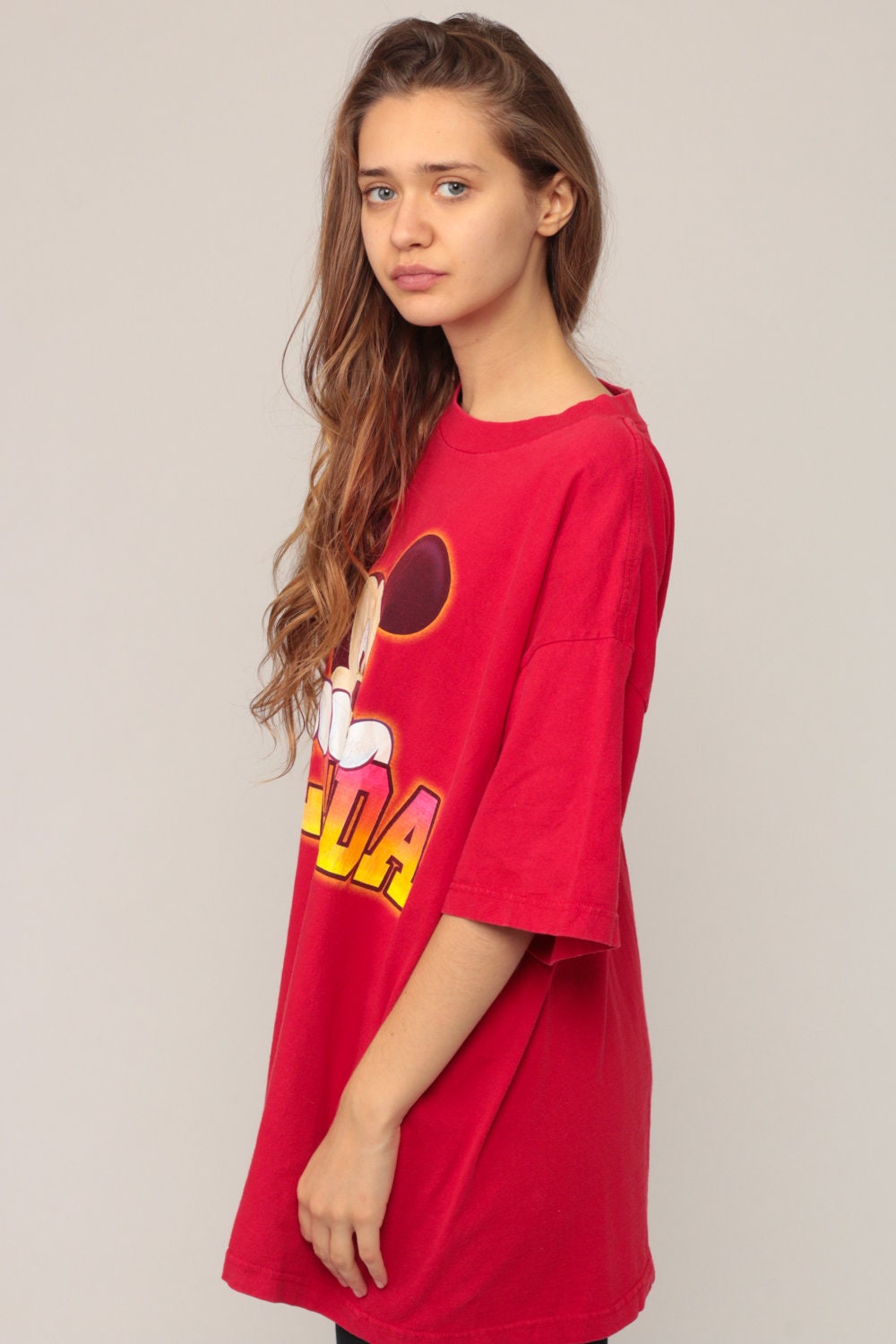 90s Mickey Mouse Florida Graphic T-Shirt Disney Unisex Red Extra Large