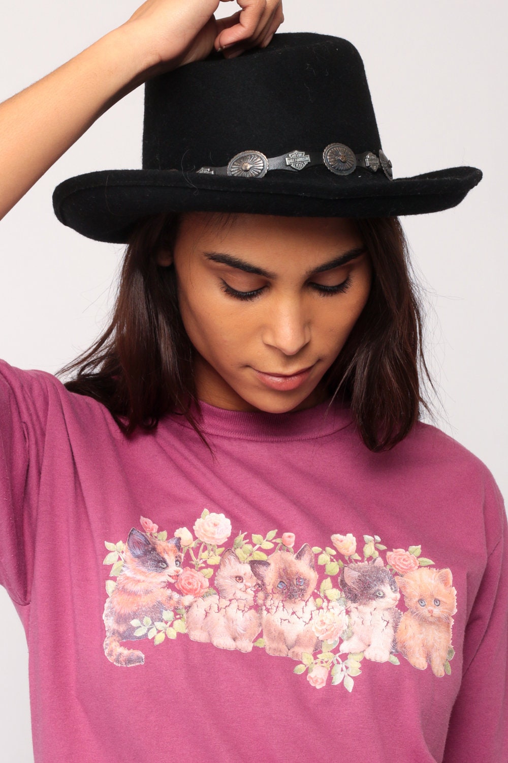 90s Kitten Graphic T-Shirt Cat Print Vintage Tee Medium
