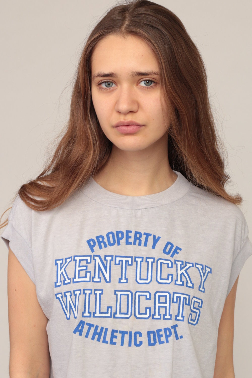 80s Kentucky Wildcats Athletic Dept Crop Top Graphic Tee Large