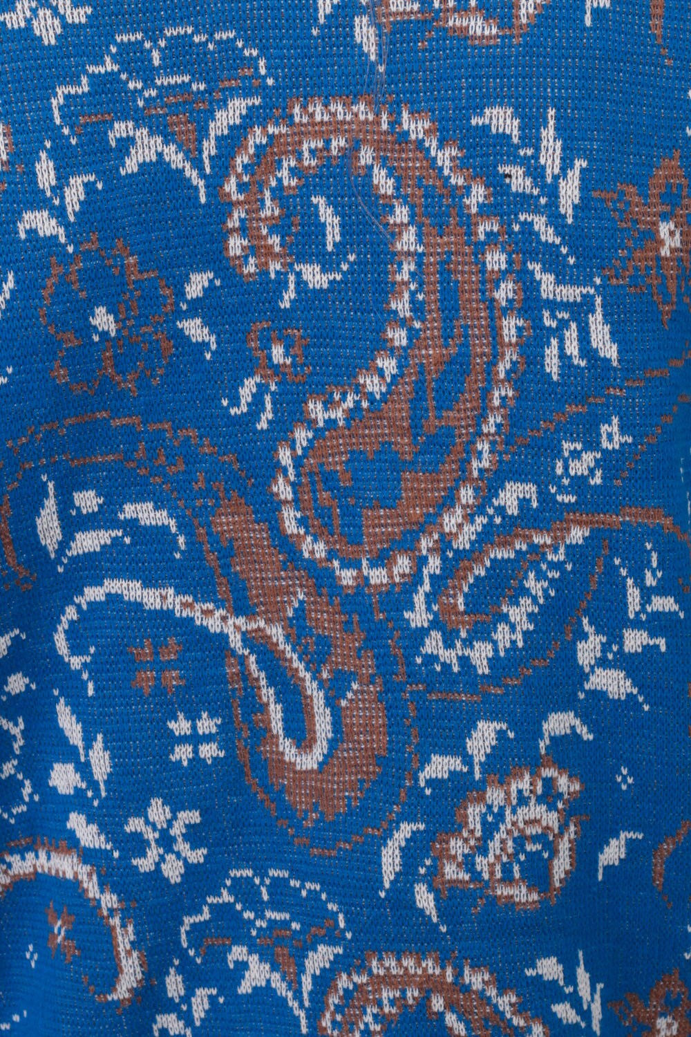 70s Paisley Print Pullover Sweater Blue Small