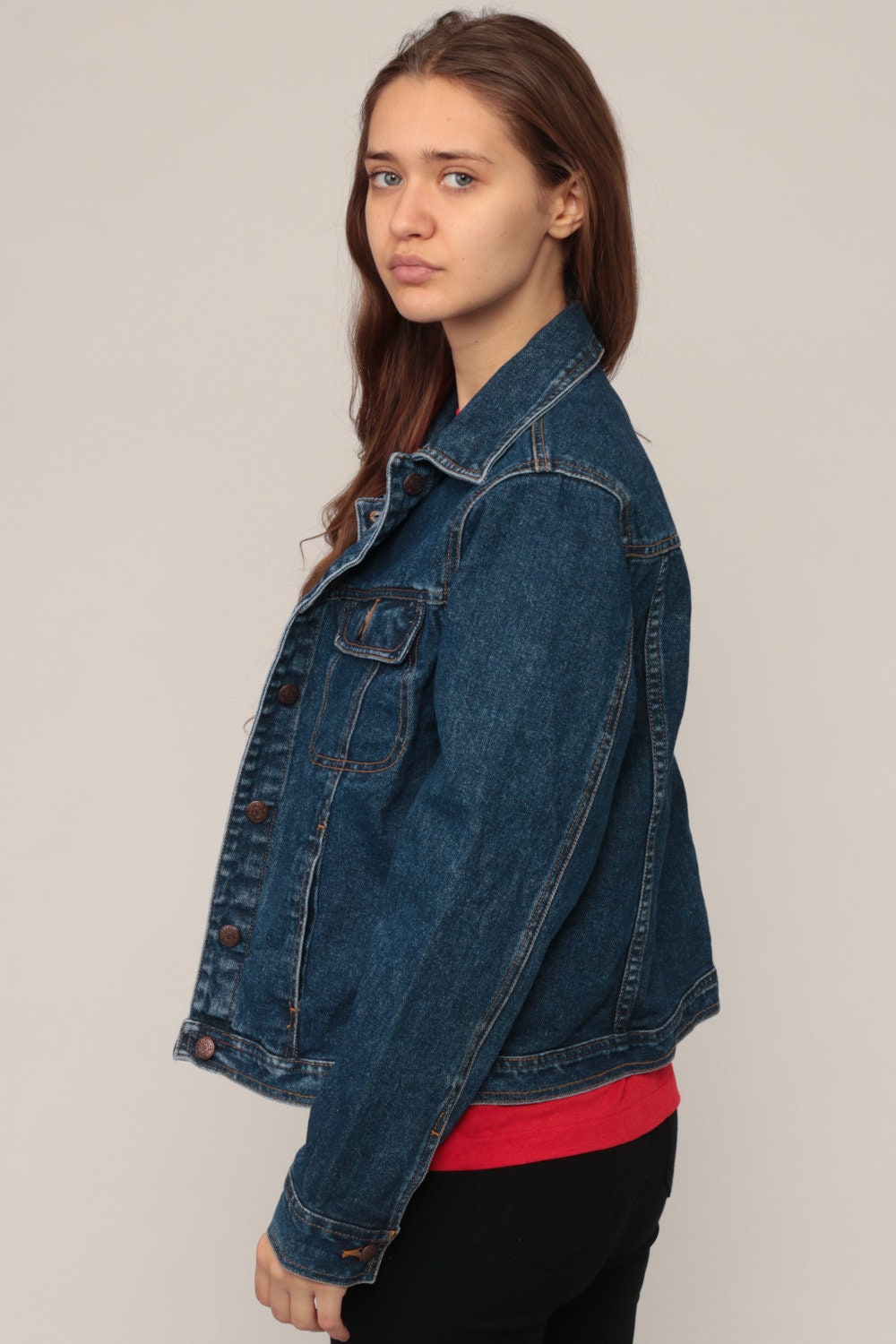 90s Bill Blass Denim Jacket Blue Jean Button-Up Small Medium