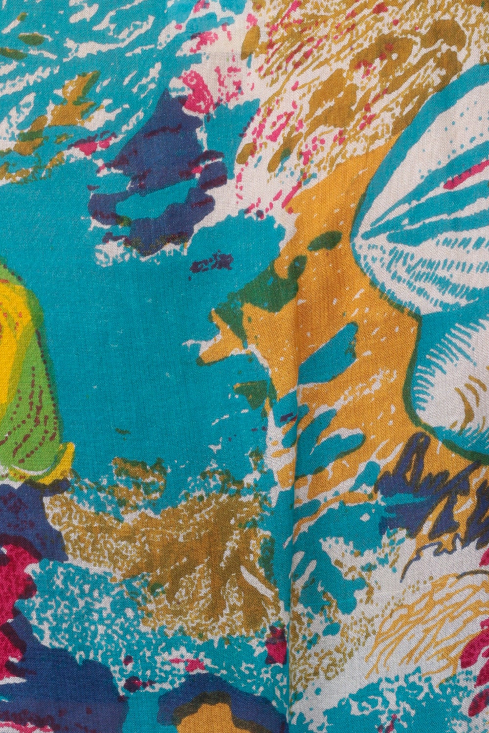 90s Under The Sea Graphic Tee Seashell Clam Print Semi-Sheer Medium