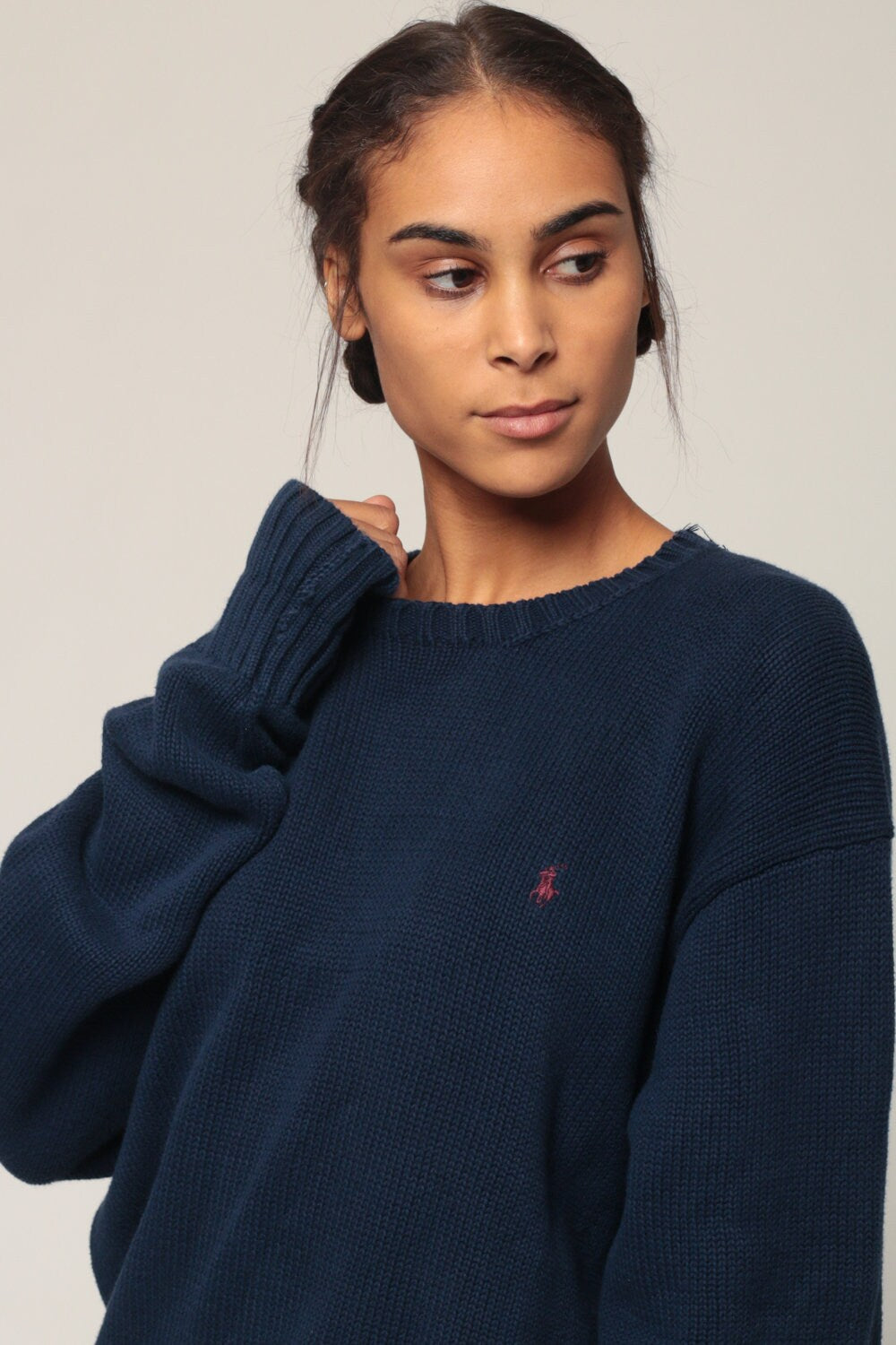 Ralph Lauren Polo Sport Cotton Knit Sweater Navy Blue Extra Large