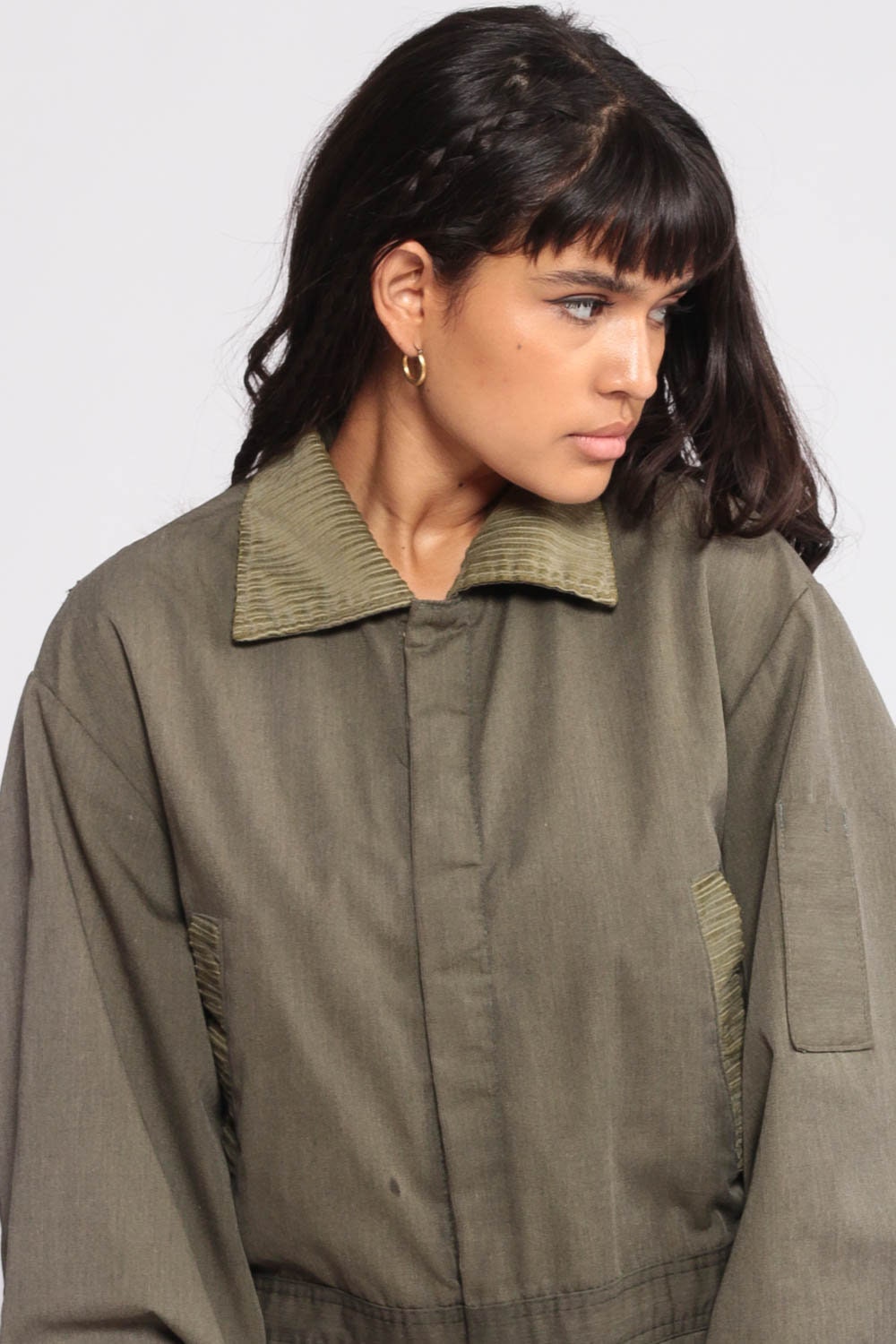 80s Sears Insulated Coveralls Jumpsuit Olive Green Zip Front Lined Medium Large