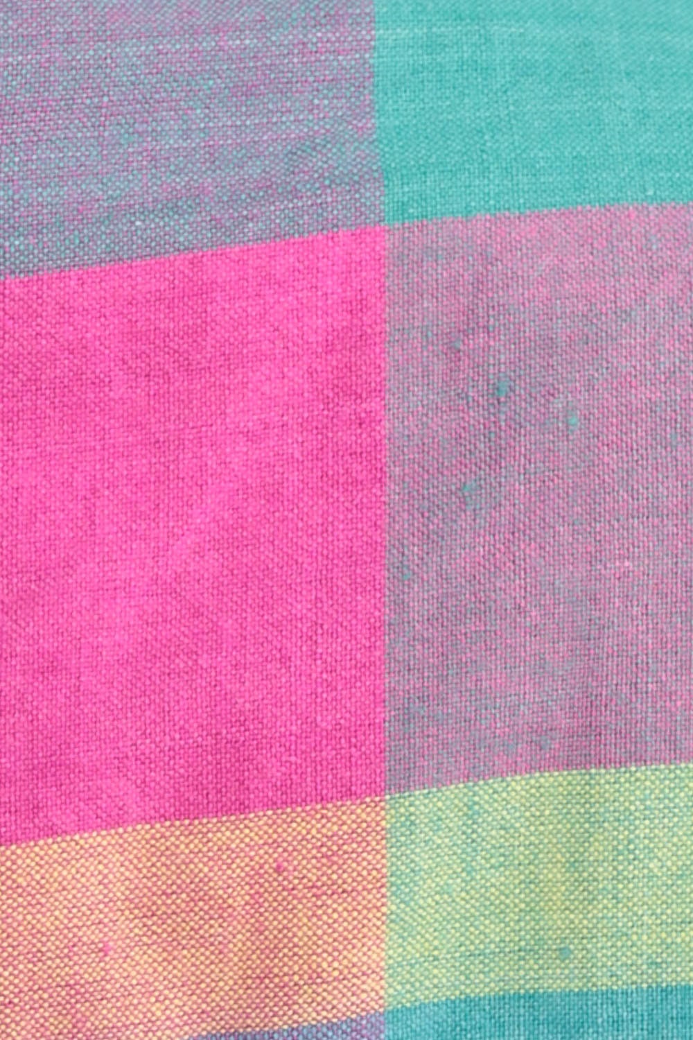90s Plaid Crop Blouse Sleeveless Button-Up Tie Waist Pink Turquoise Medium
