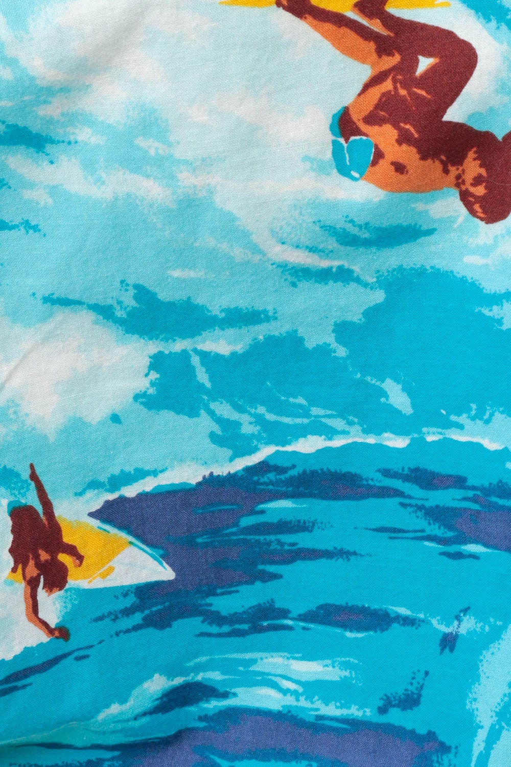 80s Hawaiian Surfer Shirt Button Up Tropical Print Blue Unisex Medium Large
