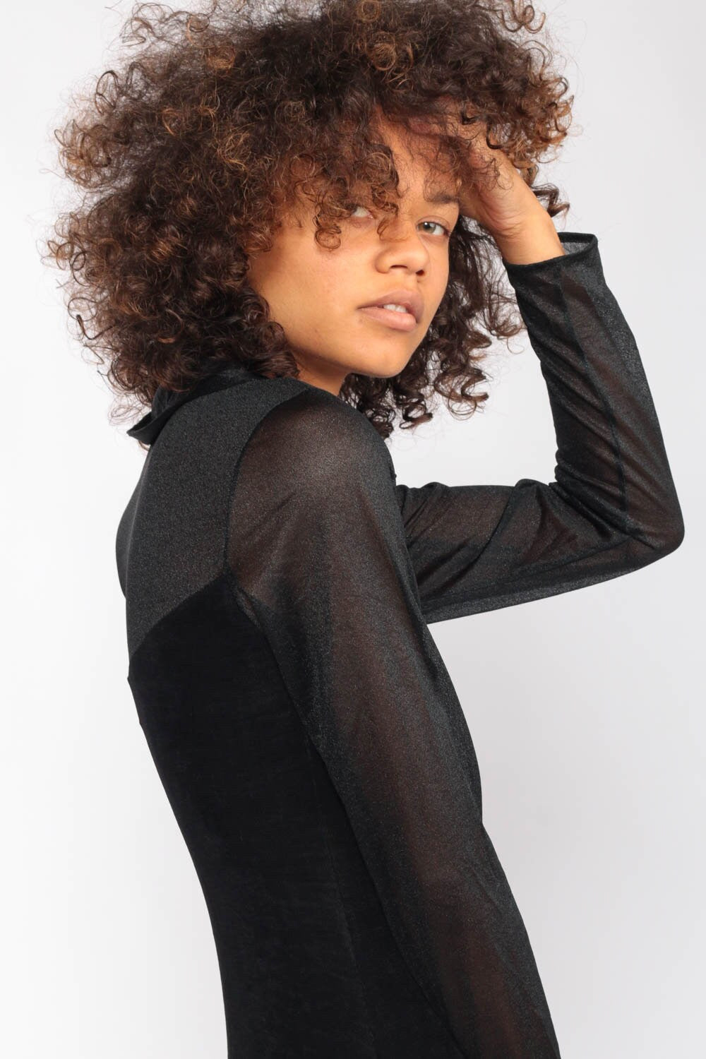 90s Black Mini Dress Sheer Sleeve Sheath Cocktail Extra Small XS