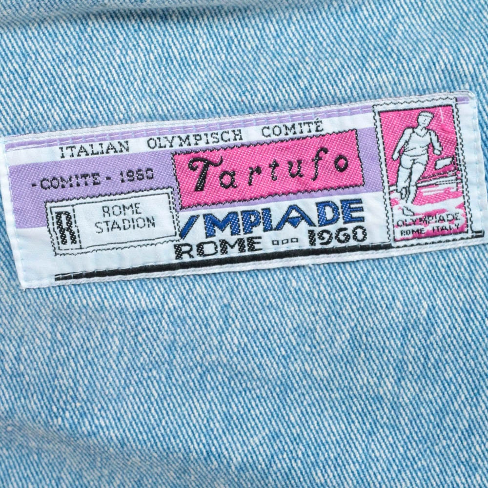 90s Blue Stone Wash Denim Jacket Patch Jean Jacket Extra Small XS