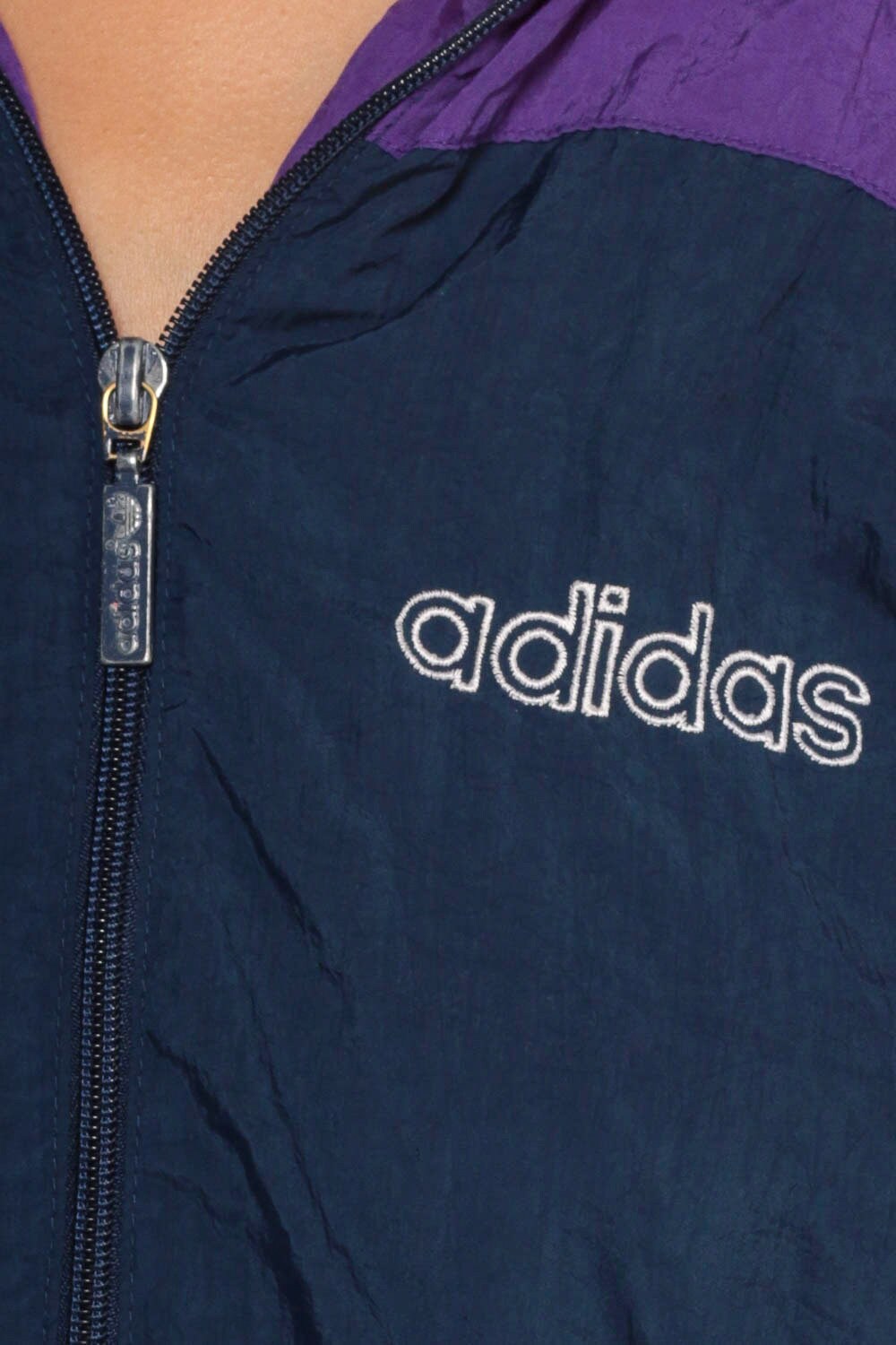 90s Adidas Windbreaker Jacket Blue Purple Colourblock Track Large