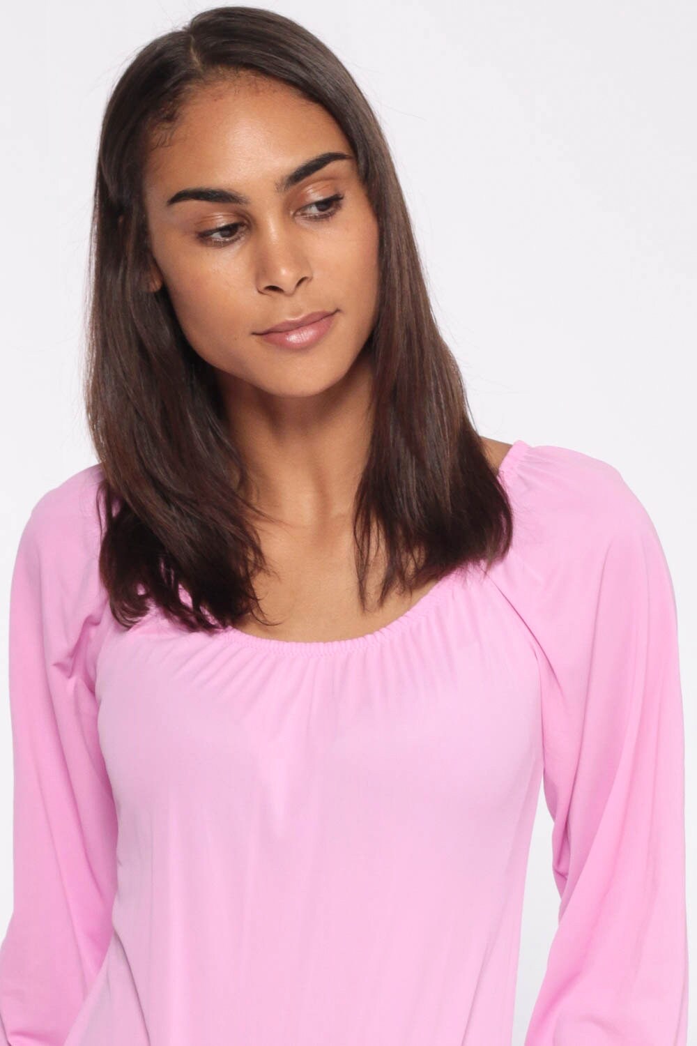 70s Pink Bodysuit Long Sleeve Nylon Leotard Small