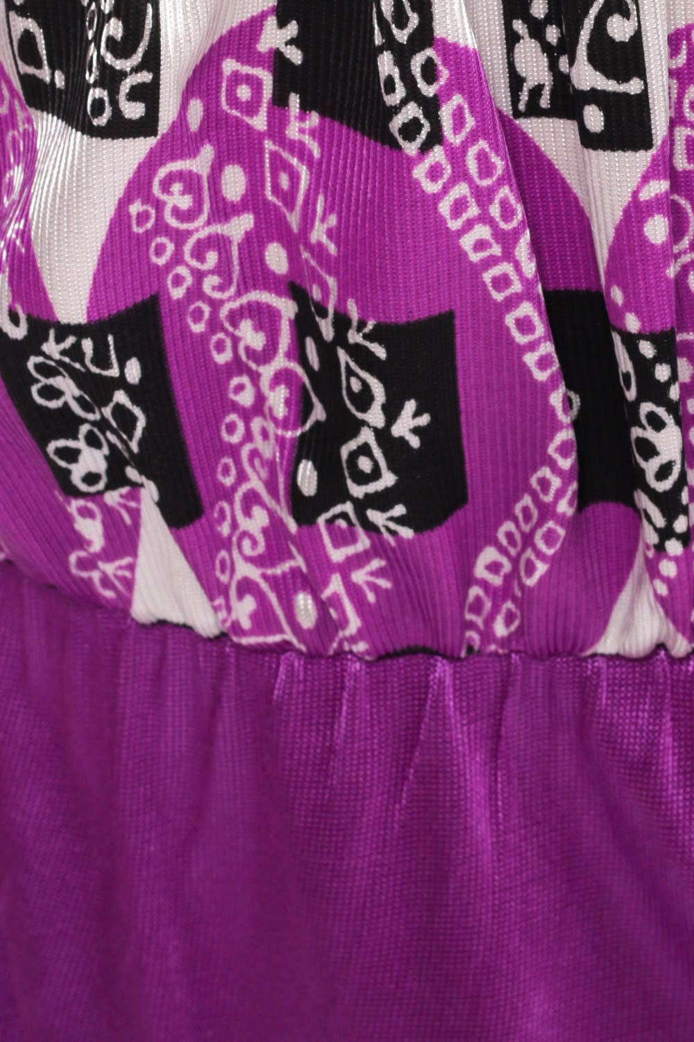 70s Purple Psychedelic Babydoll Mini Dress Empire Waist Extra Small