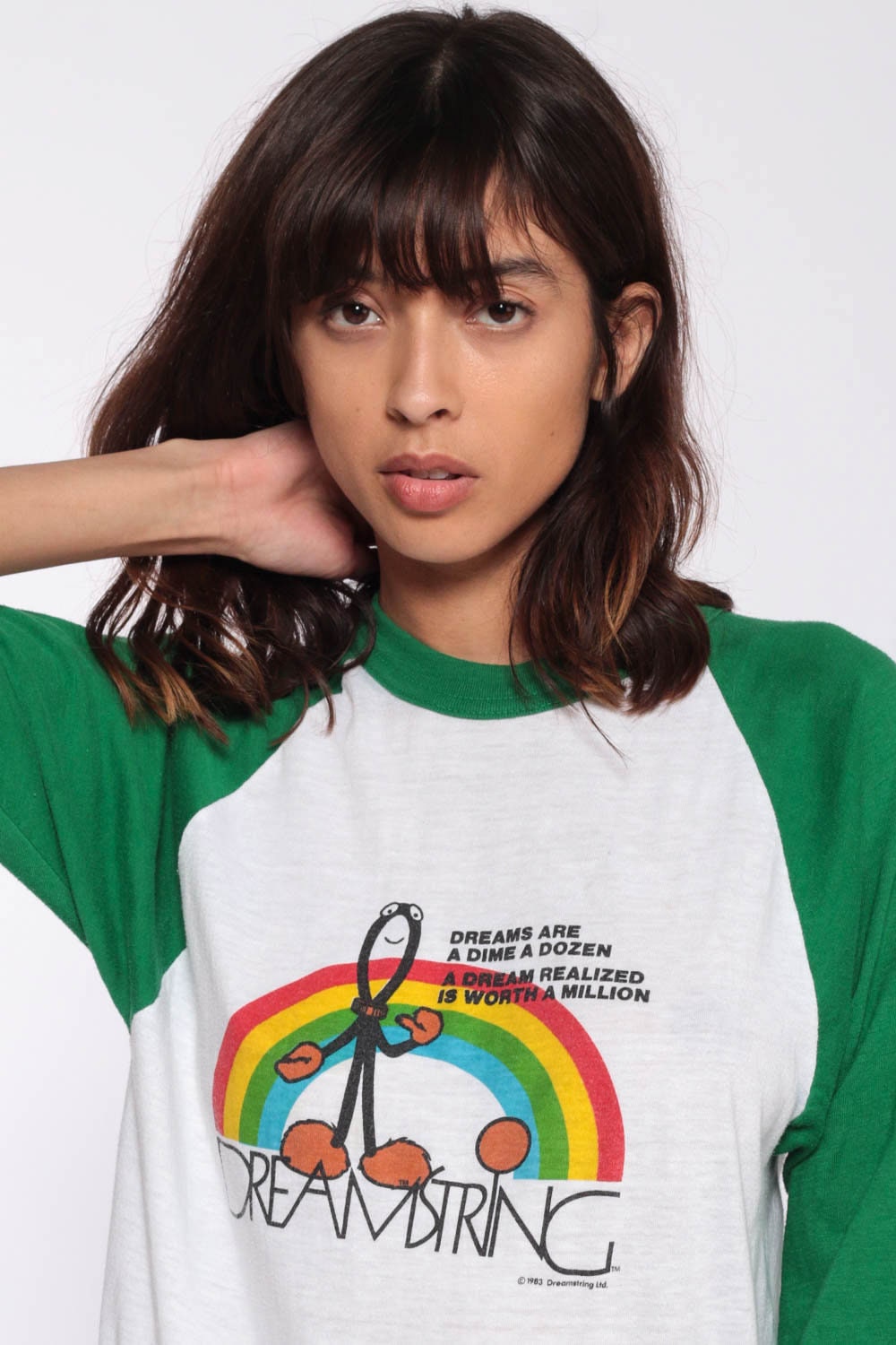 70s Dreamstring Rainbow Graphic T-Shirt Long Sleeve Raglan Small