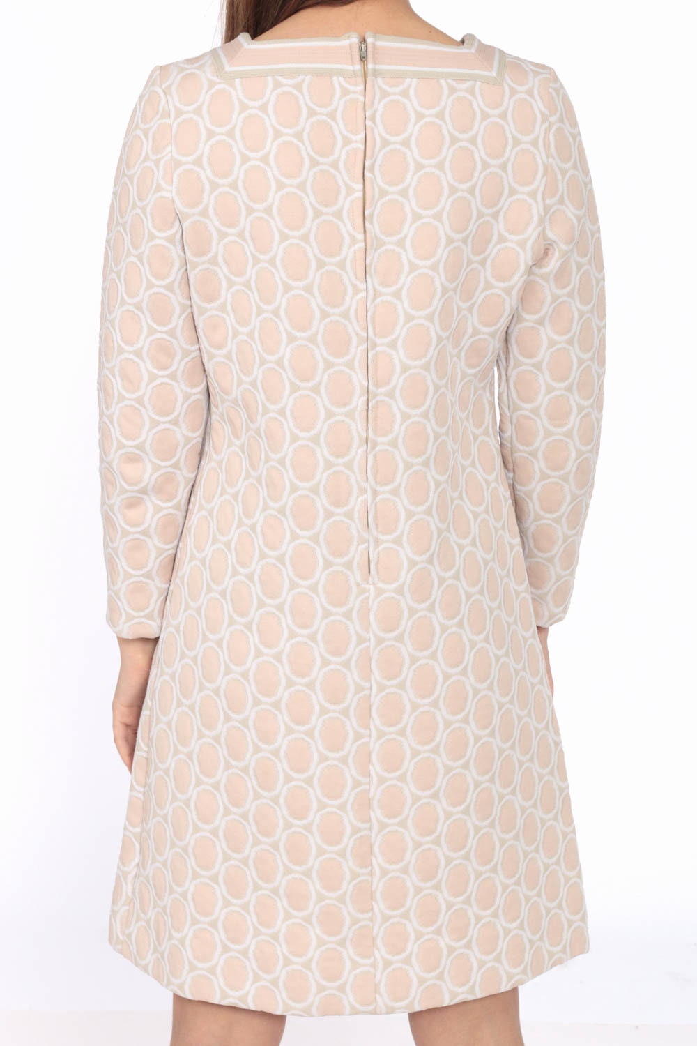 70s Geometric Shift Minidress Long Sleeve Pink Op Art Mini Dress Small