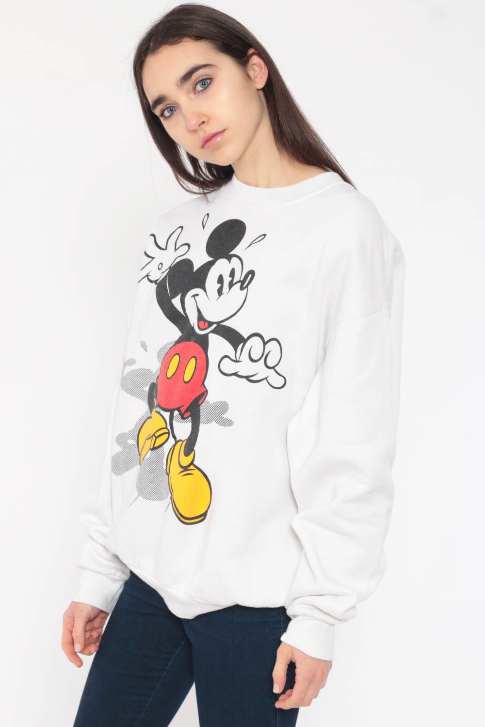 90s Mickey Mouse Disney Sweatshirt White Graphic Crewneck Medium Large