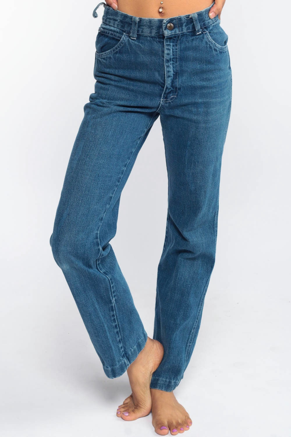 70s Body Lingo High Waist Tapered Jeans Blue Denim XXS