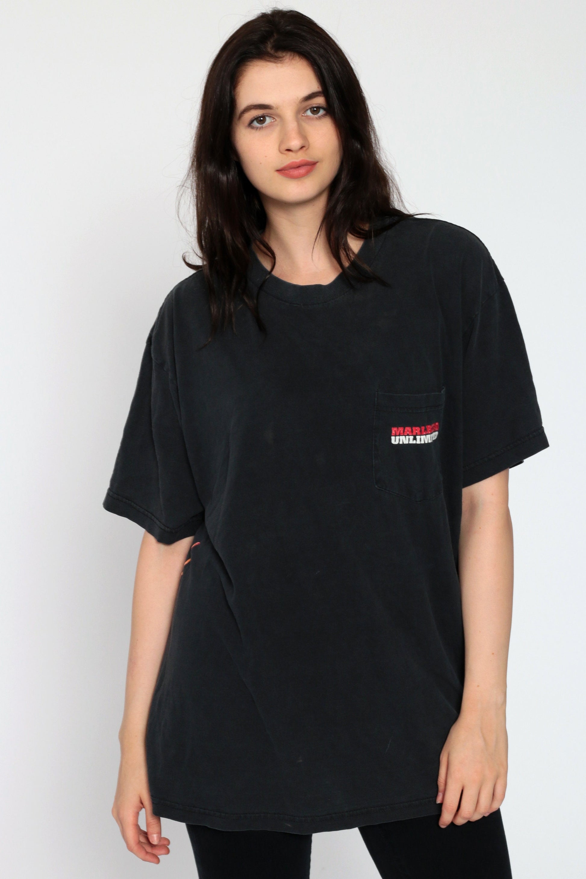 90s Marlboro Lizard Graphic T-Shirt Black Cotton Unisex Extra Large