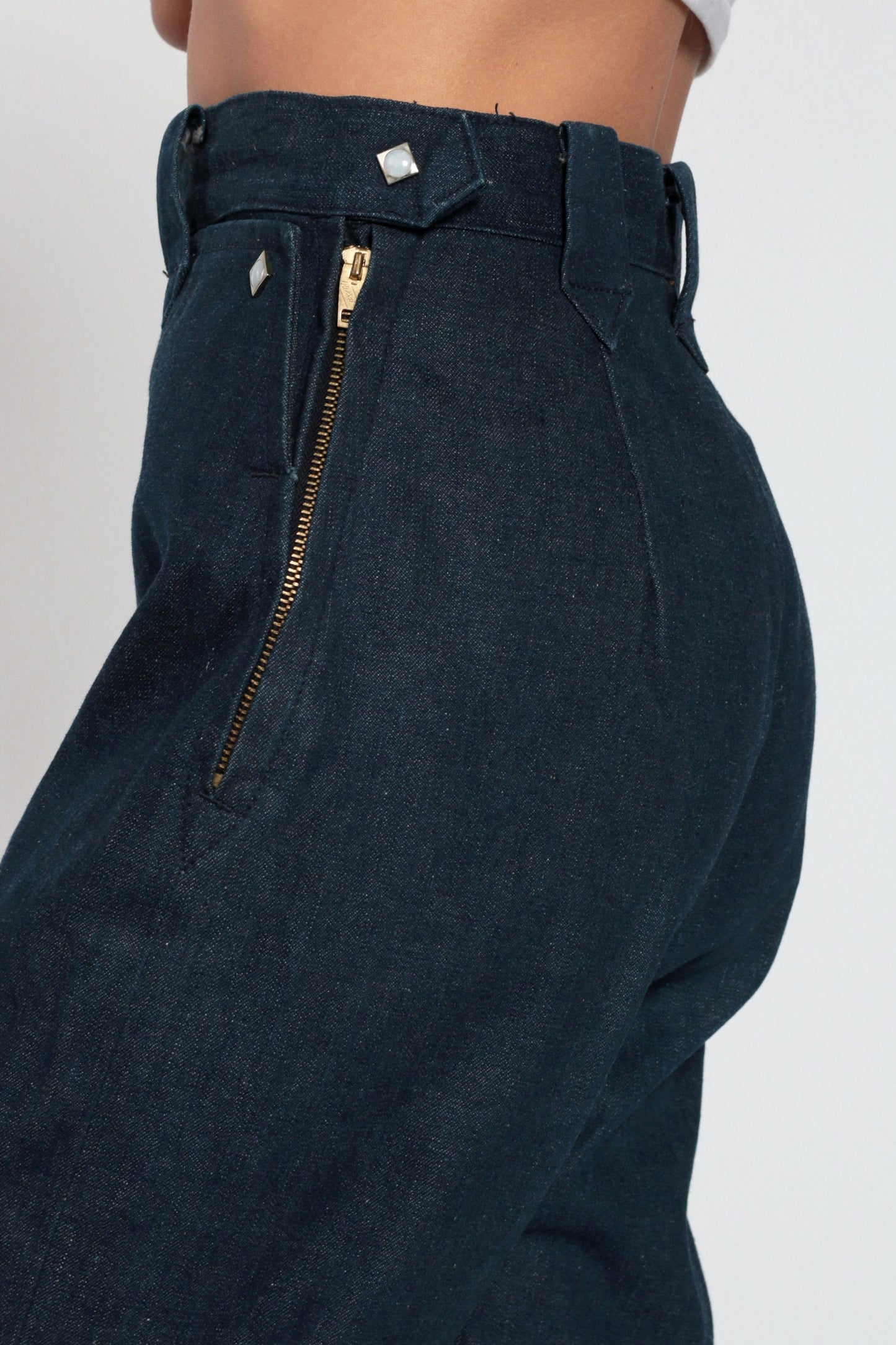 1950s Levi's Shorthorn Western Jeans Dark Blue Side Zip Sanforized Extra Small