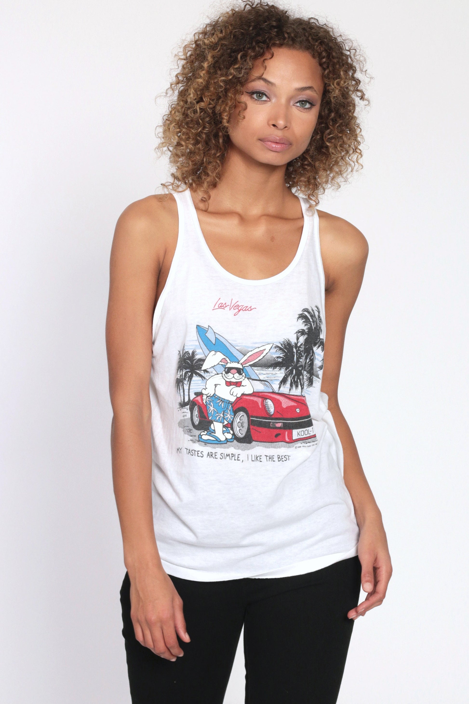 80s Las Vegas Bunny Tank Top "I Like The Best" Graphic Tee Small Medium