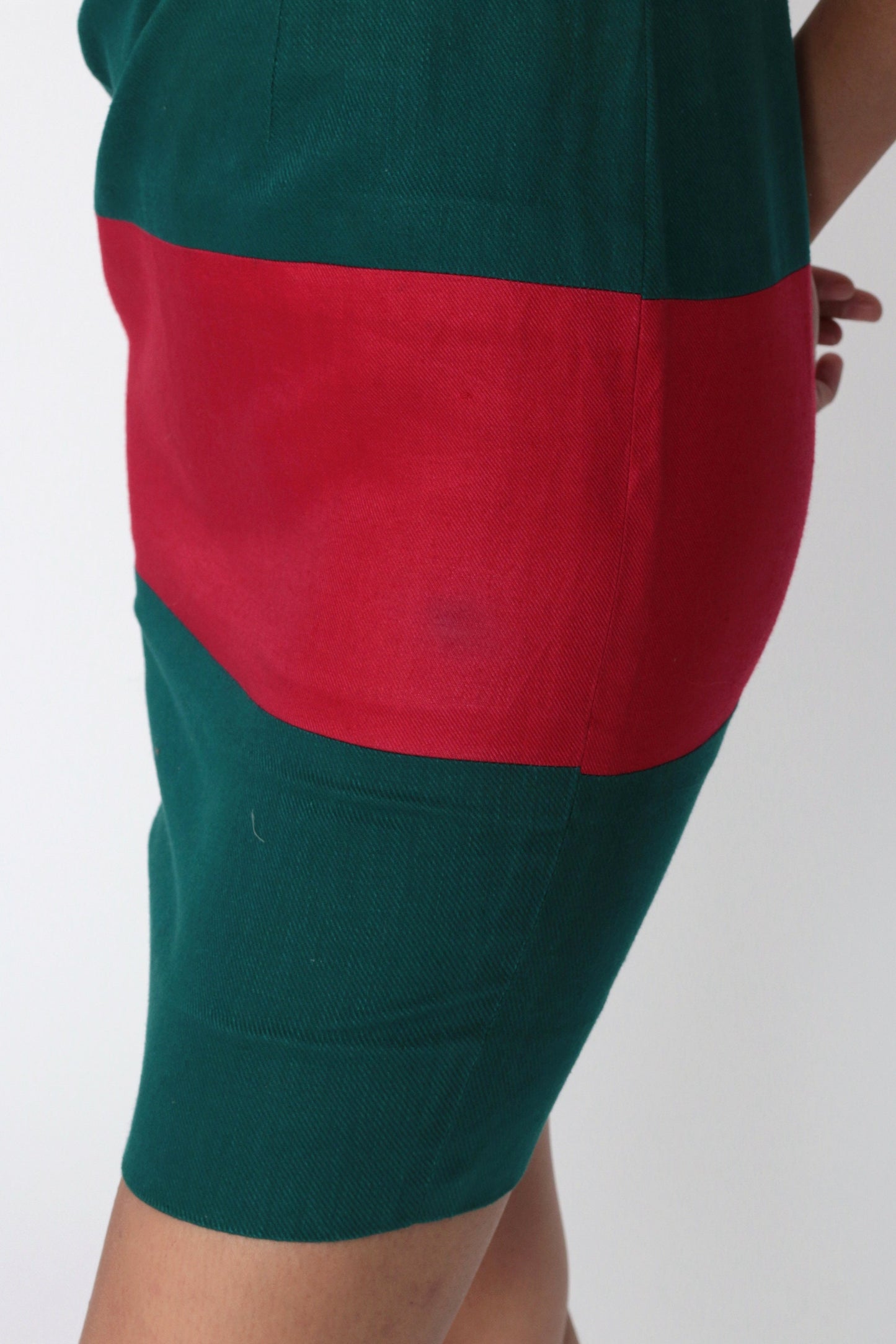 90s Kirei Striped Mini Dress Red Green Sleeveless Sheath Small