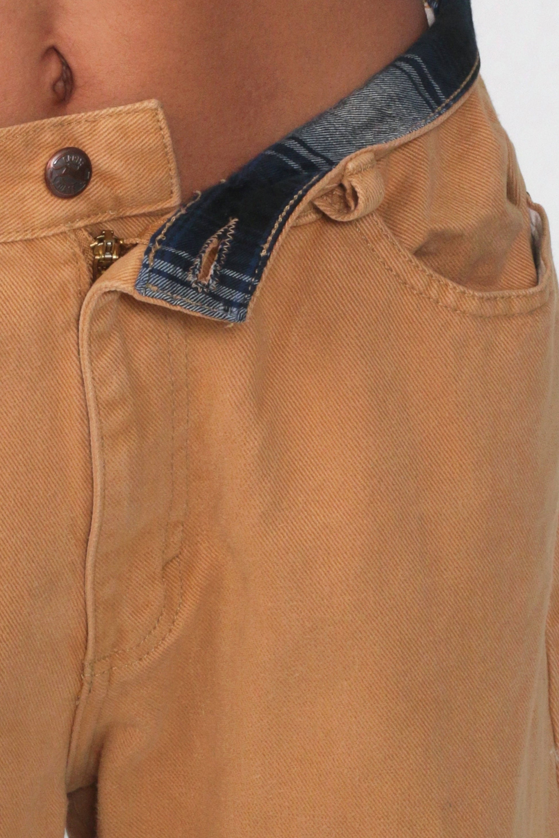 90s Crazy Horse Legend Khaki High-Waist Straight Jeans Cotton Medium