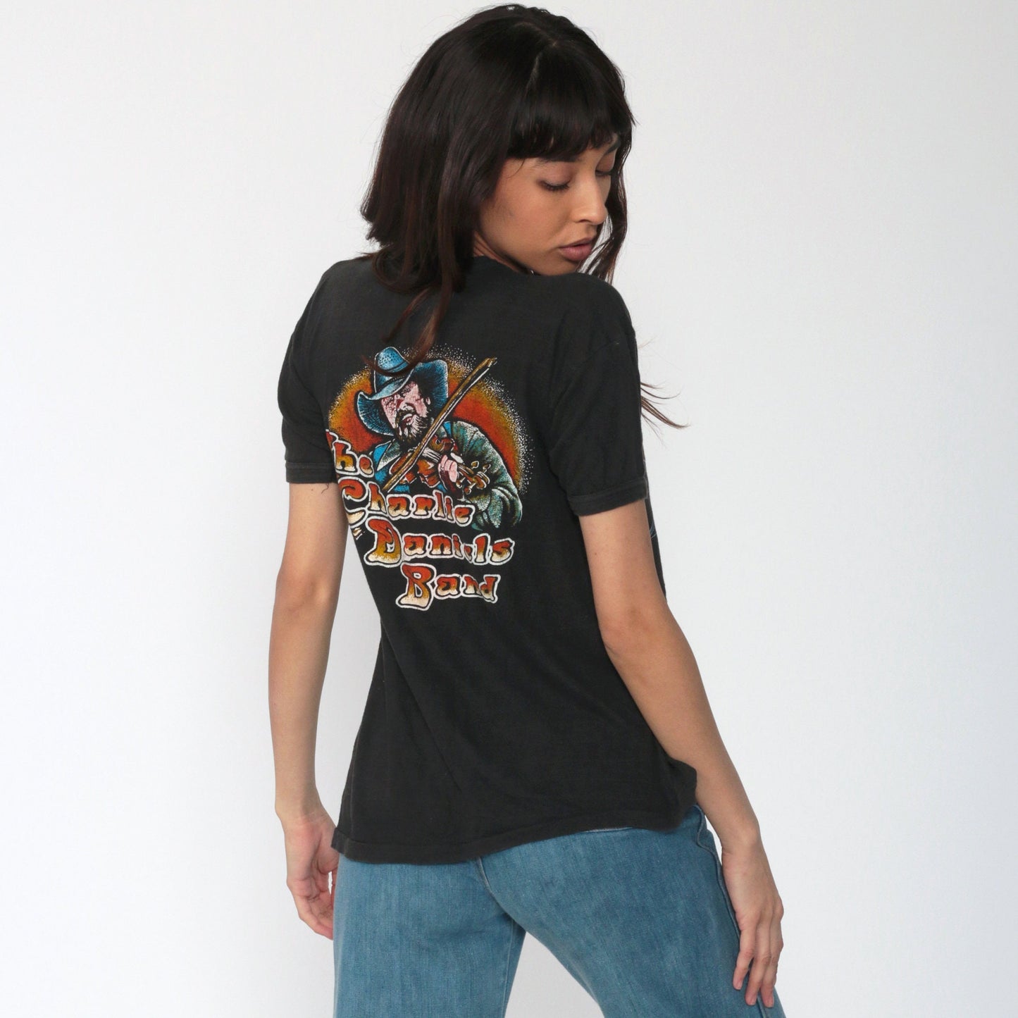 Charlie Daniels Band 70s Concert Tee Black Single Stitch Small