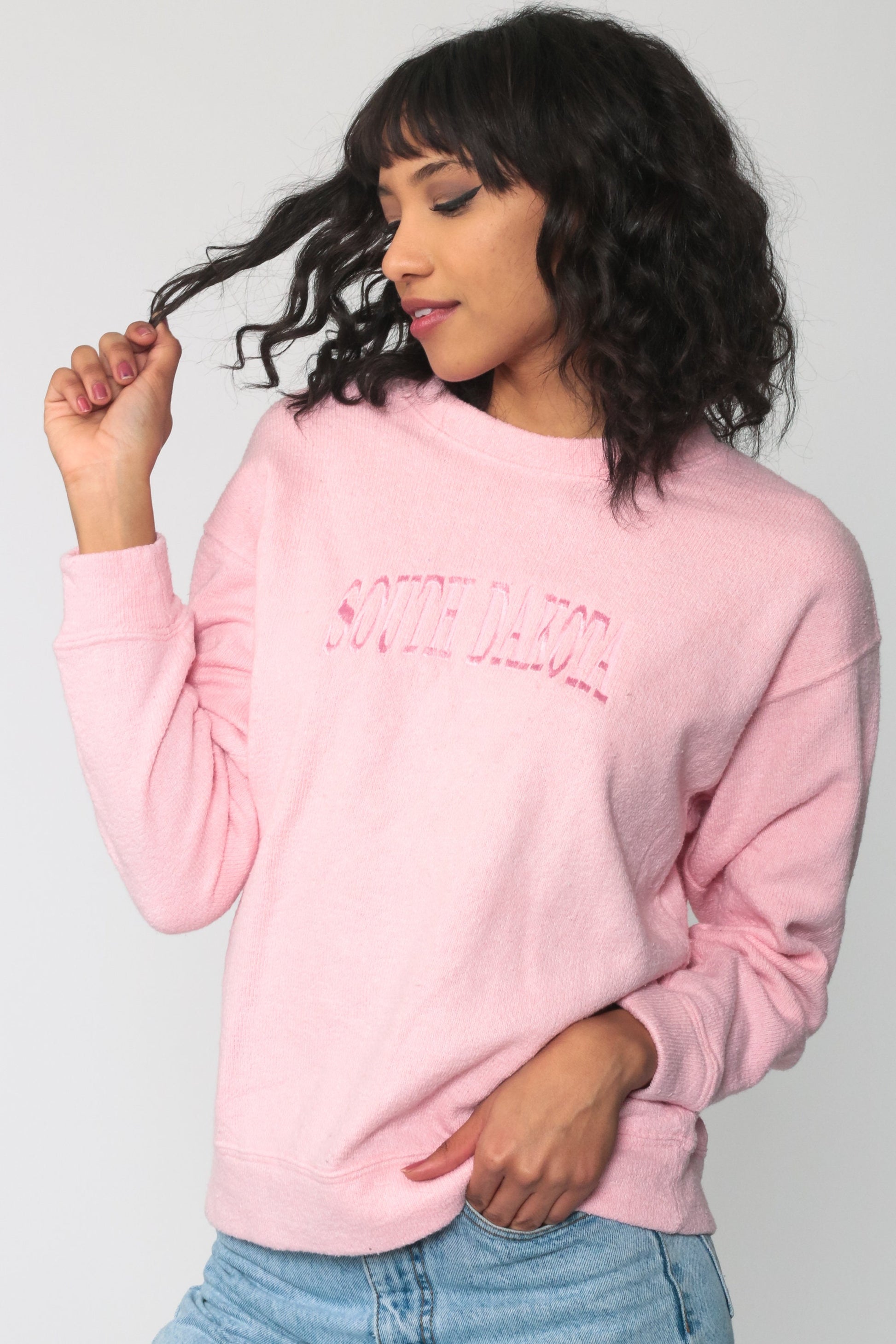 South Dakota Graphic Sweatshirt Pink Crewneck Vintage Small