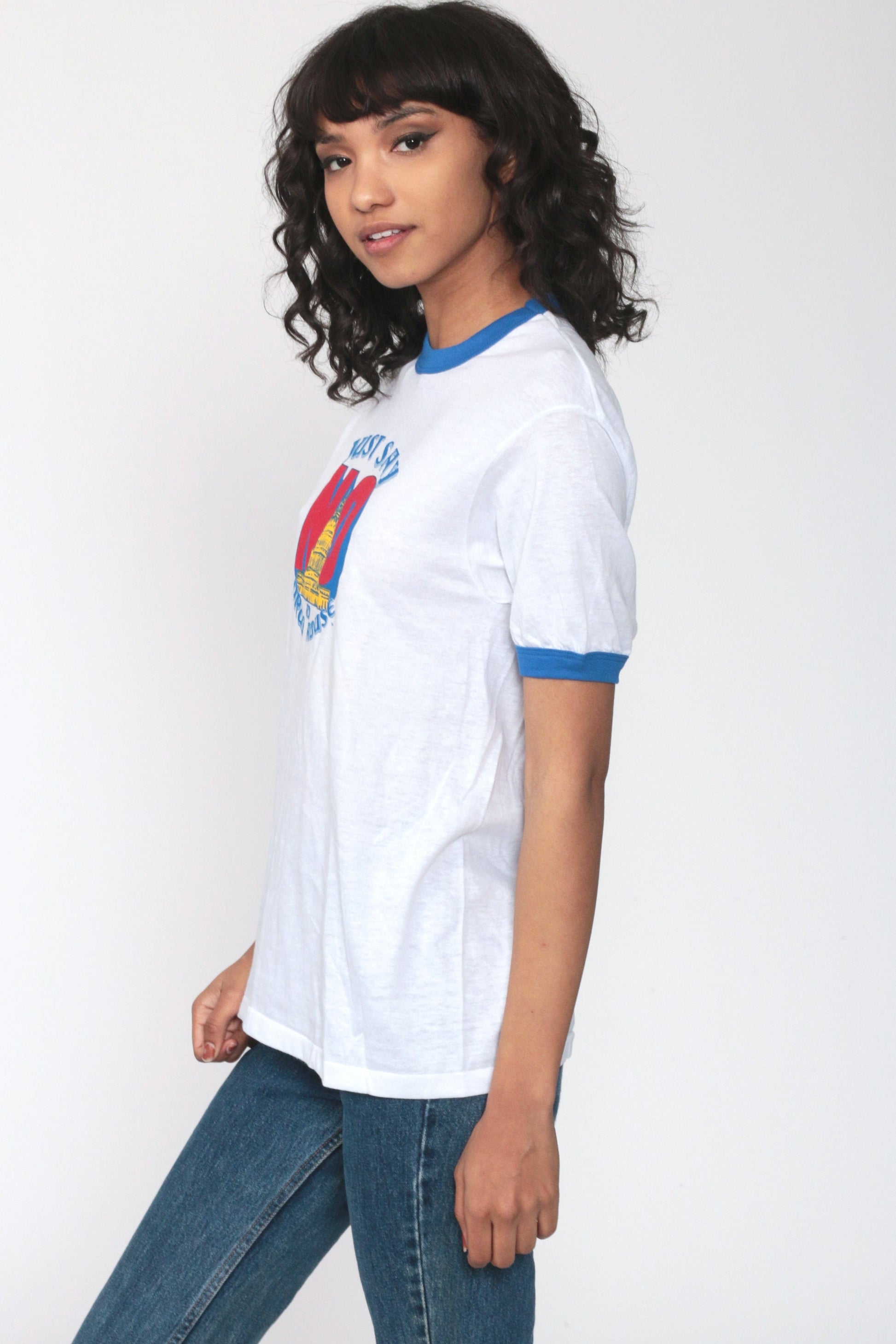 80s Say No To Drugs Ringer T-Shirt Burnout Graphic Tee Unisex Small