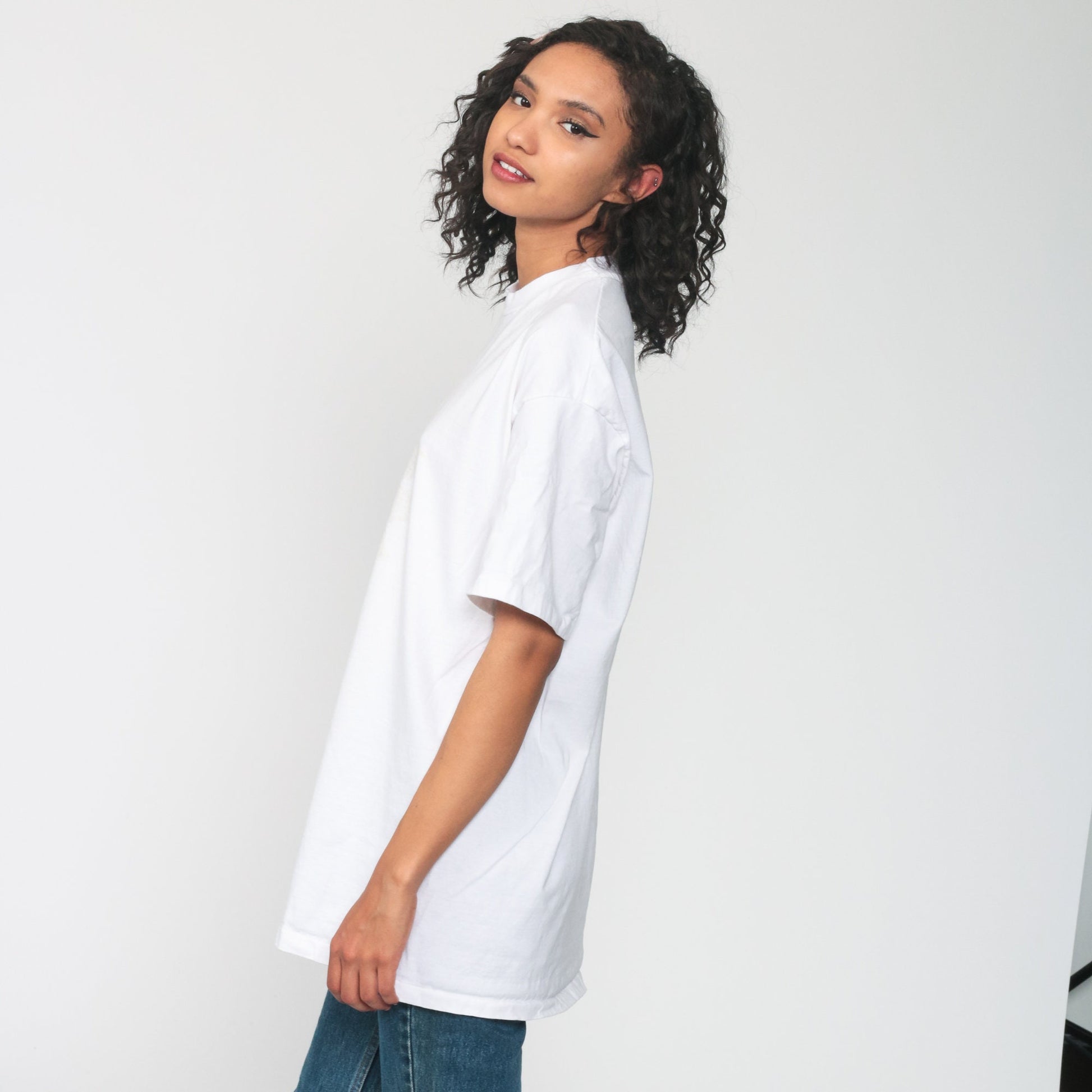 90s Sunflower Glitter Graphic T-Shirt White Cotton Tee Large