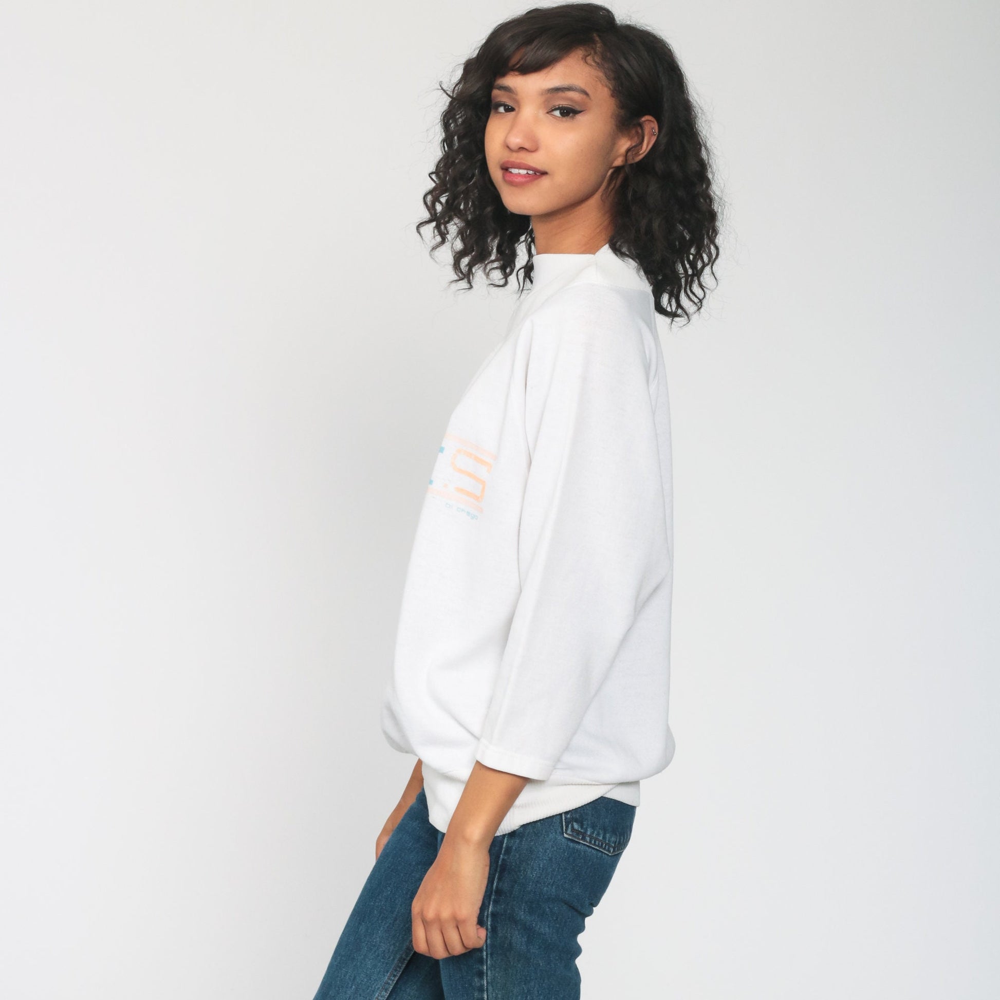 80s Sweats Slogan Graphic Sweatshirt Neon Crewneck Medium