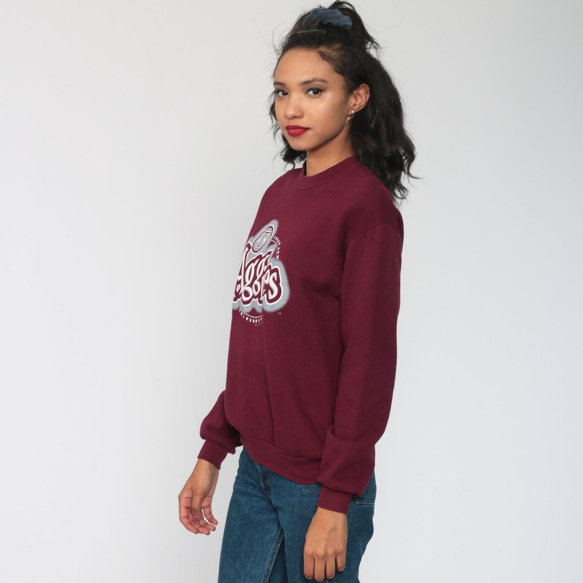 90s Texas A&M University Aggies Sweatshirt Burgundy Crewneck Small