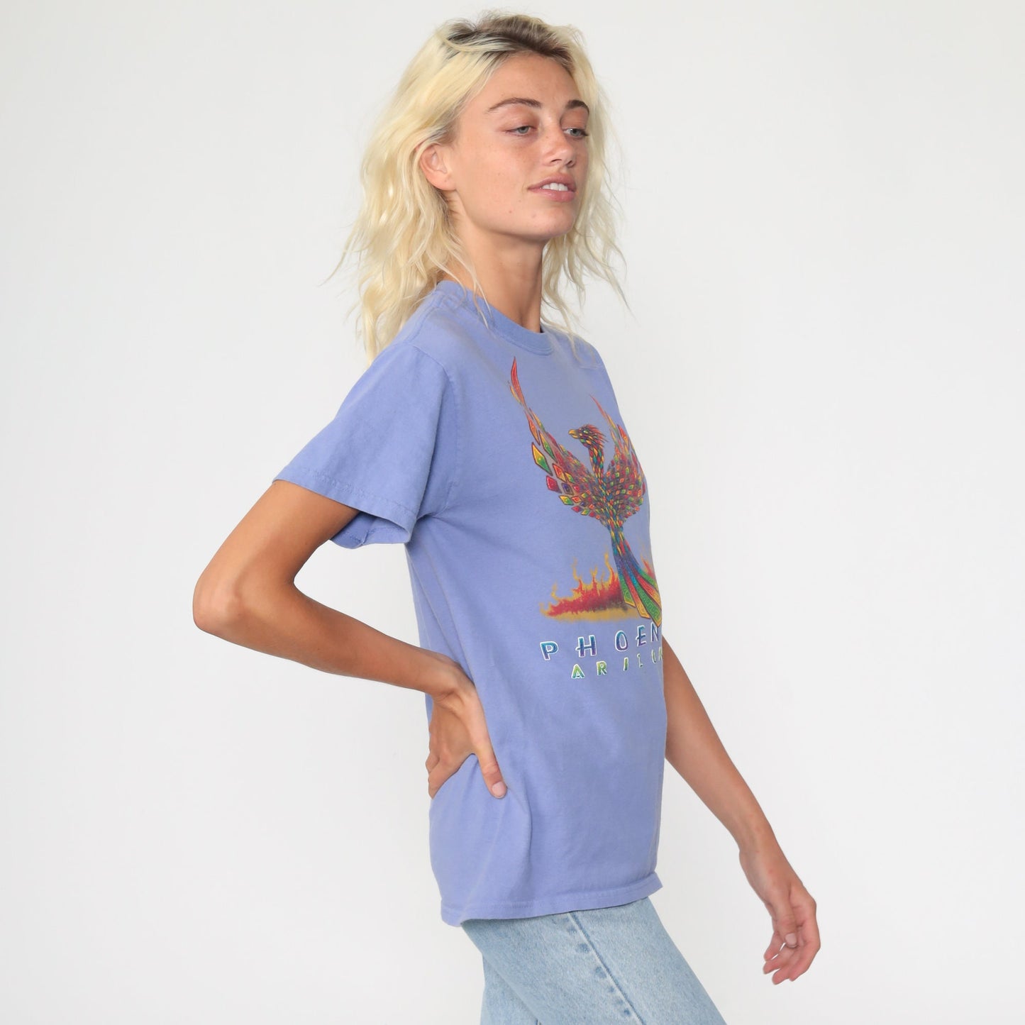 90s Phoenix Arizona Graphic T-Shirt Purple Flames Vintage Tee Small