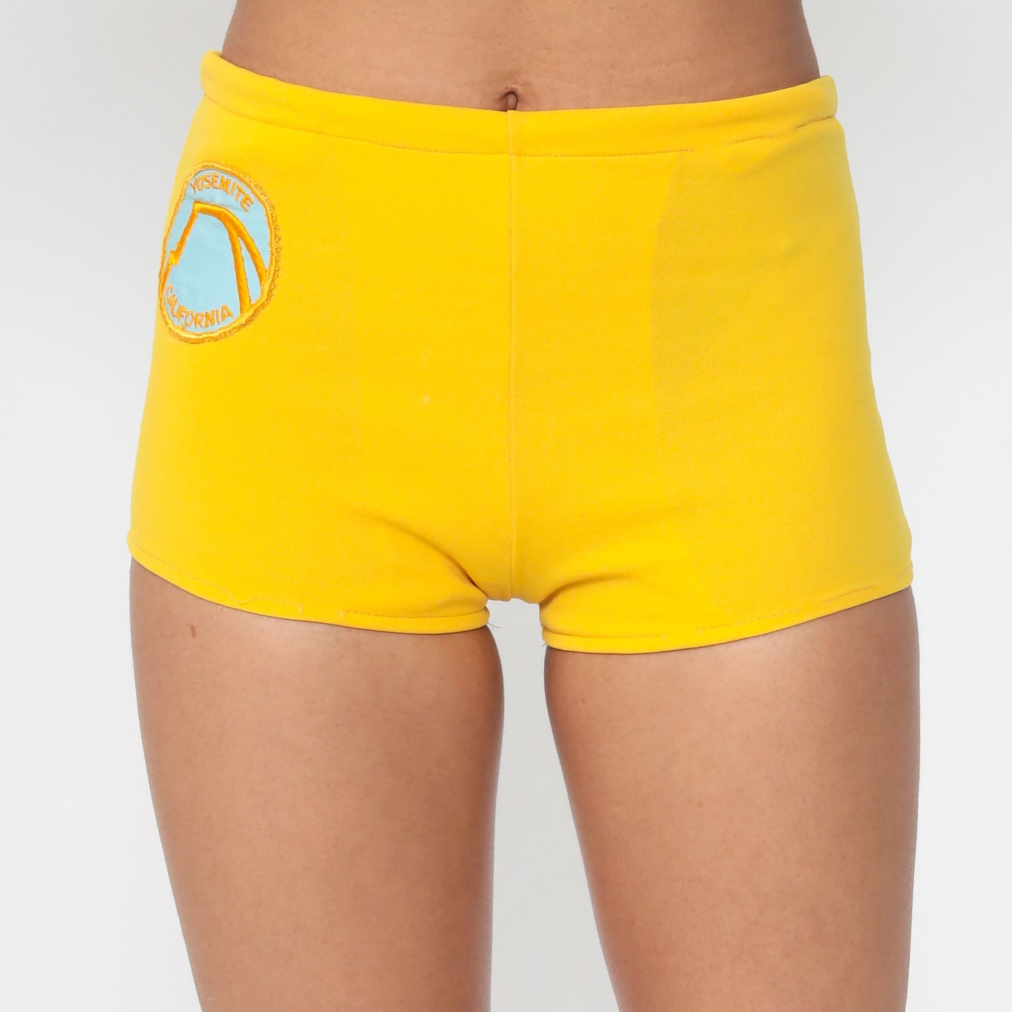 70s Yosemite California Patch High-Rise Shorts Yellow Extra Small