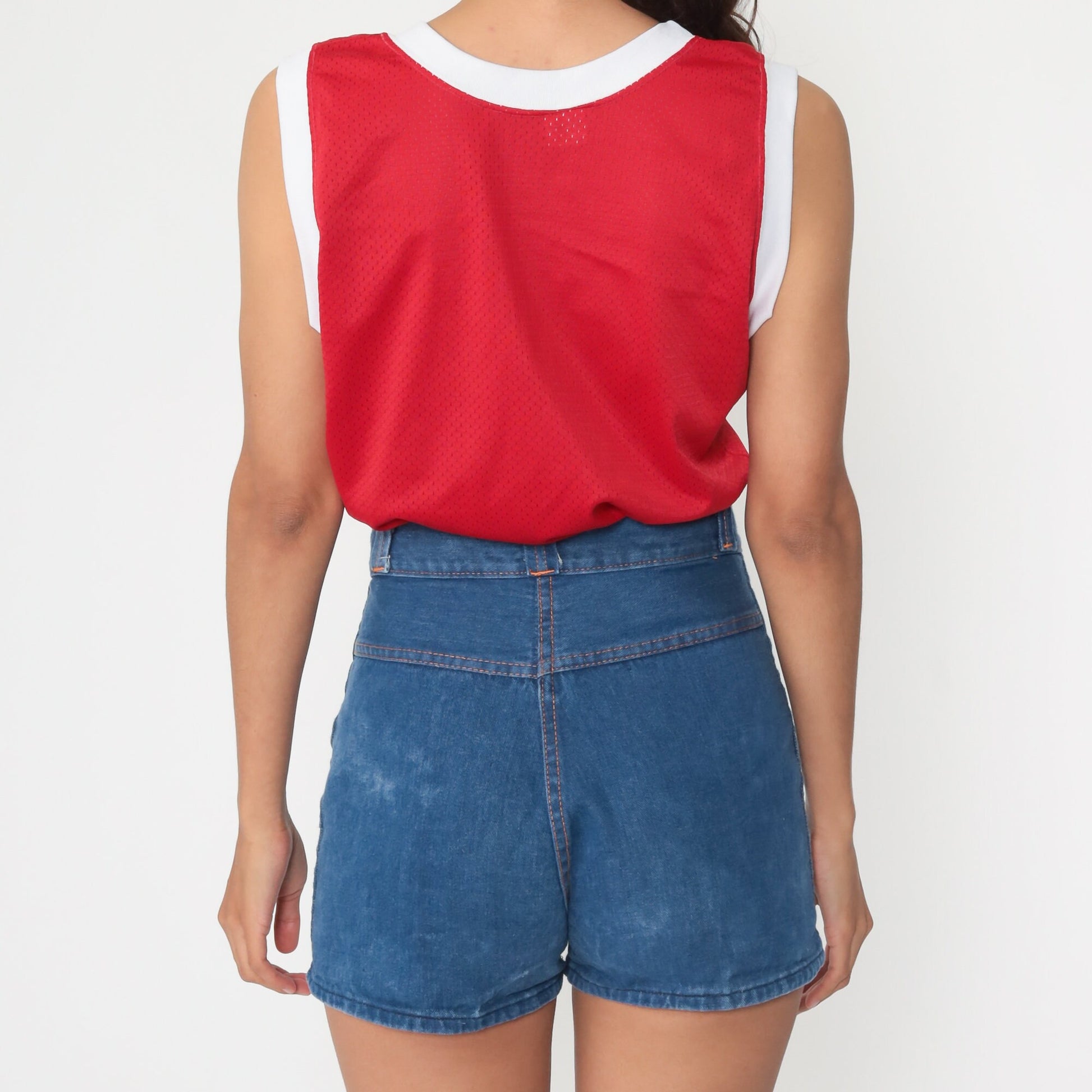 80s Buchser Middle School Red Mesh Ringer Tank Top Medium