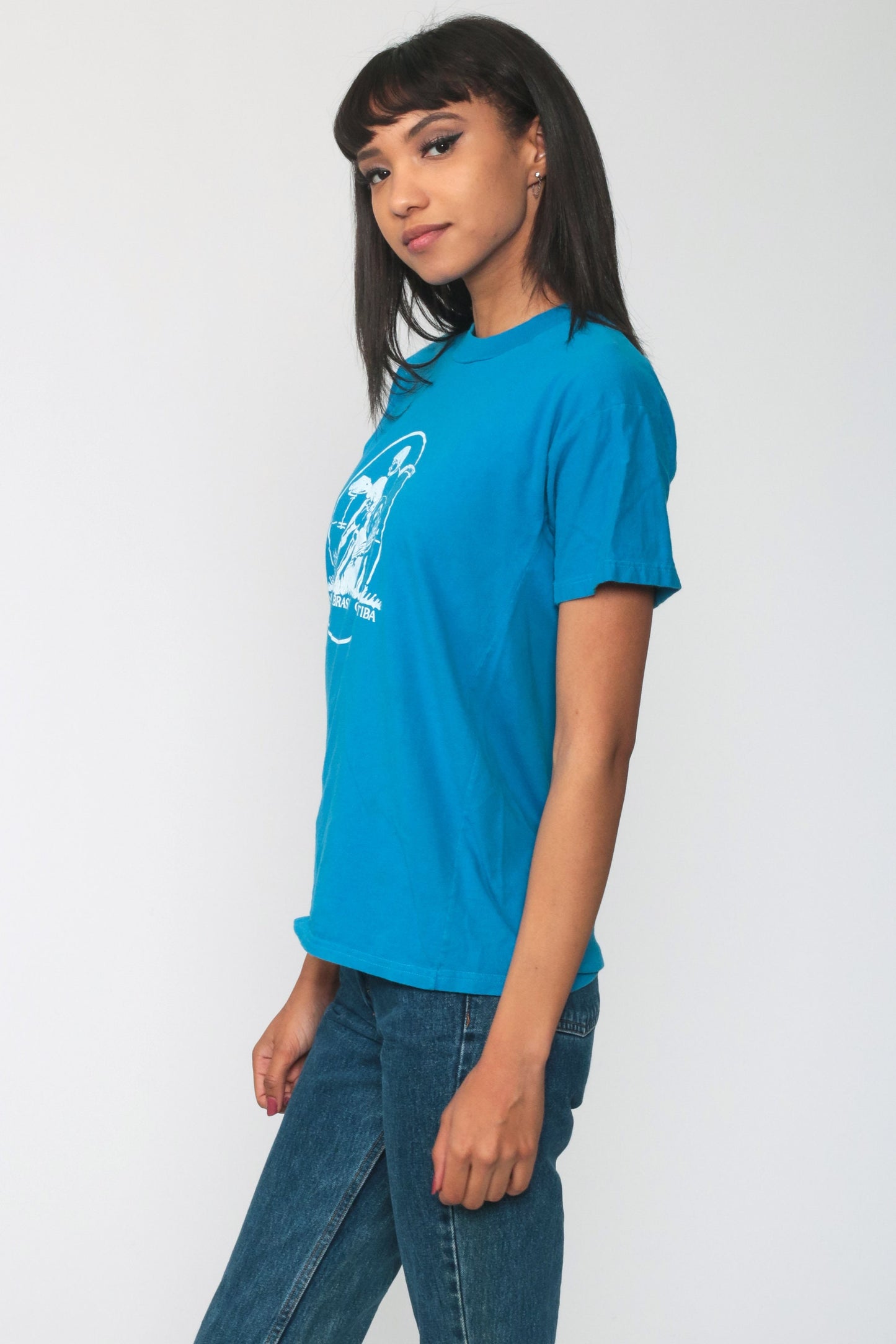 80s Curitiba Brazil Mission Graphic T-Shirt Cotton Blue Extra Small