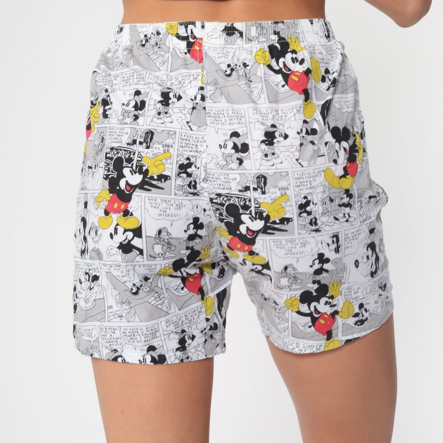80s Mickey Mouse Disney Boxer Shorts Comic Print Cotton Extra Small