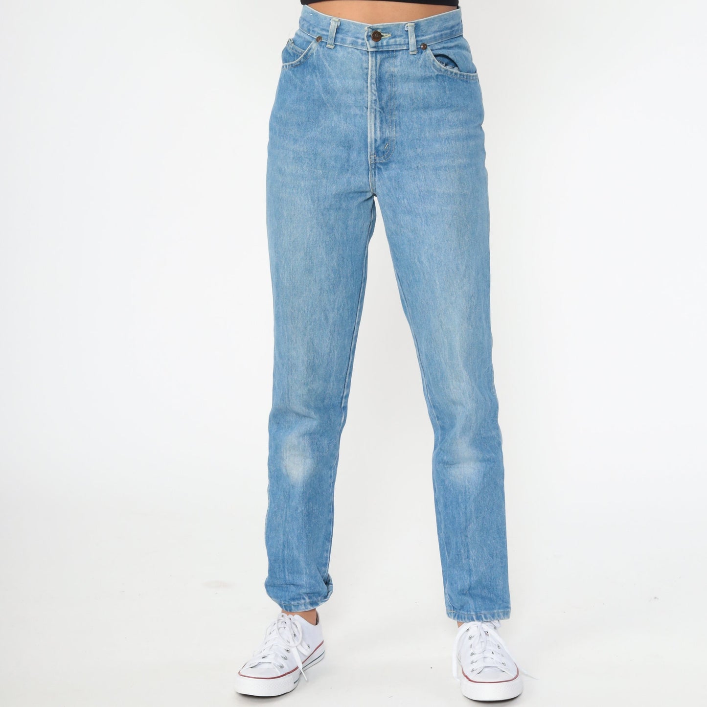 70s Sunset Blues High Waisted Straight Leg Jeans Blue Denim Small
