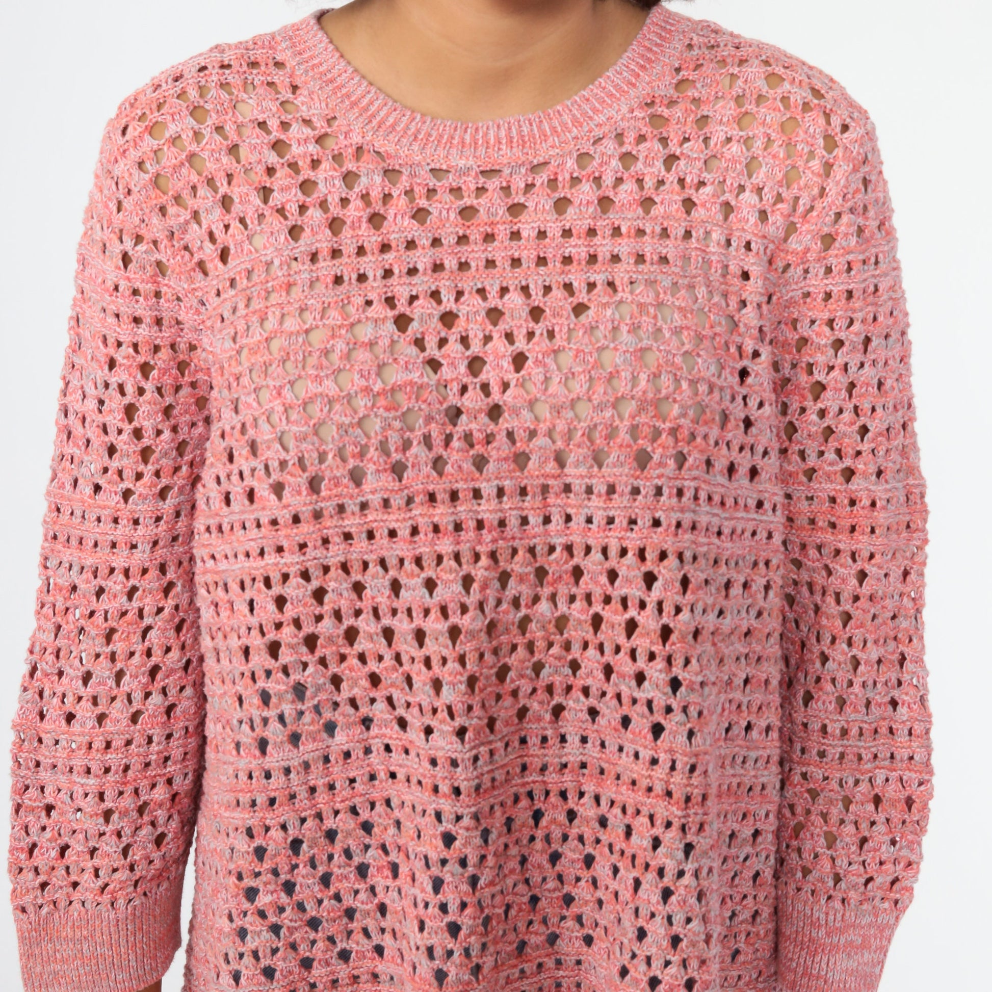 90s Pink Cotton Cutout Sweater Slouchy Pullover Extra Large XXL
