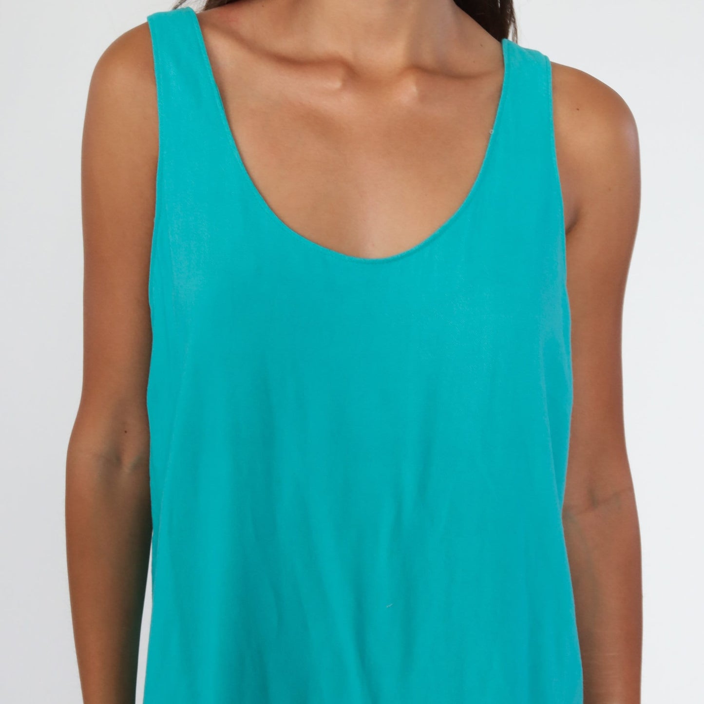 90s Turquoise Jumper Dress Mini Shift Sleeveless Medium