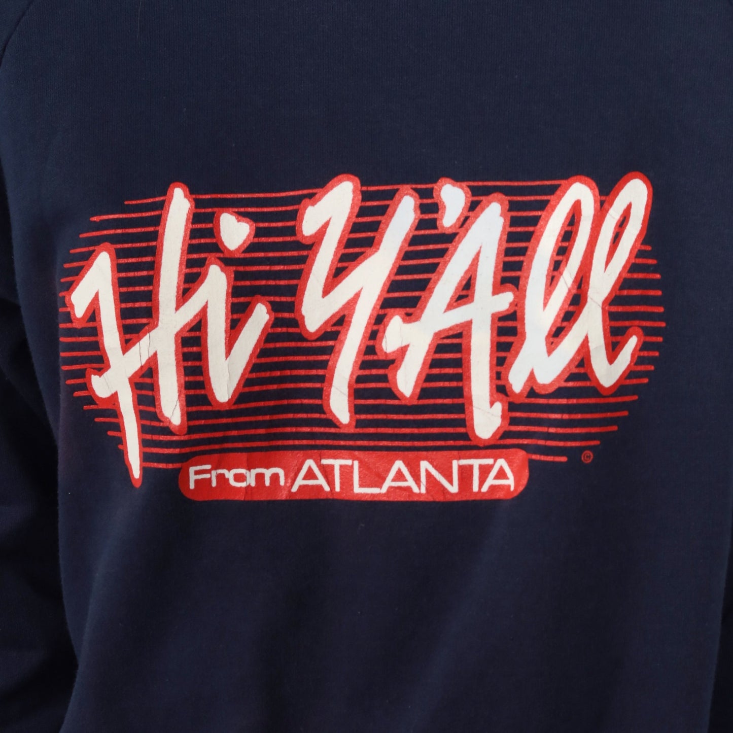 80s Atlanta Hey Y'all Georgia Raglan Sweatshirt Navy Graphic Crewneck Medium