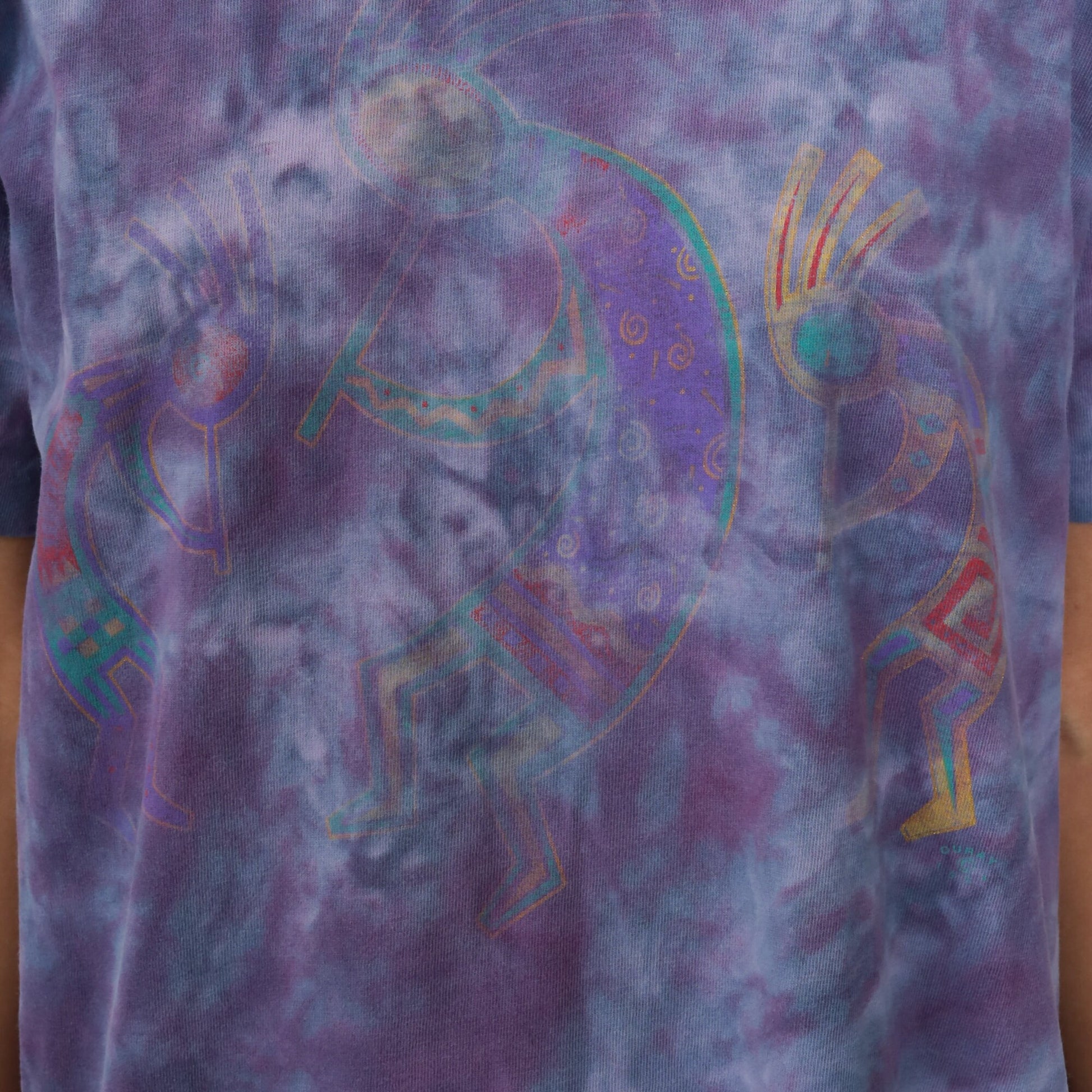 80s Kokopelli Tie Dye T-Shirt Purple Southwestern Graphic Cotton Medium