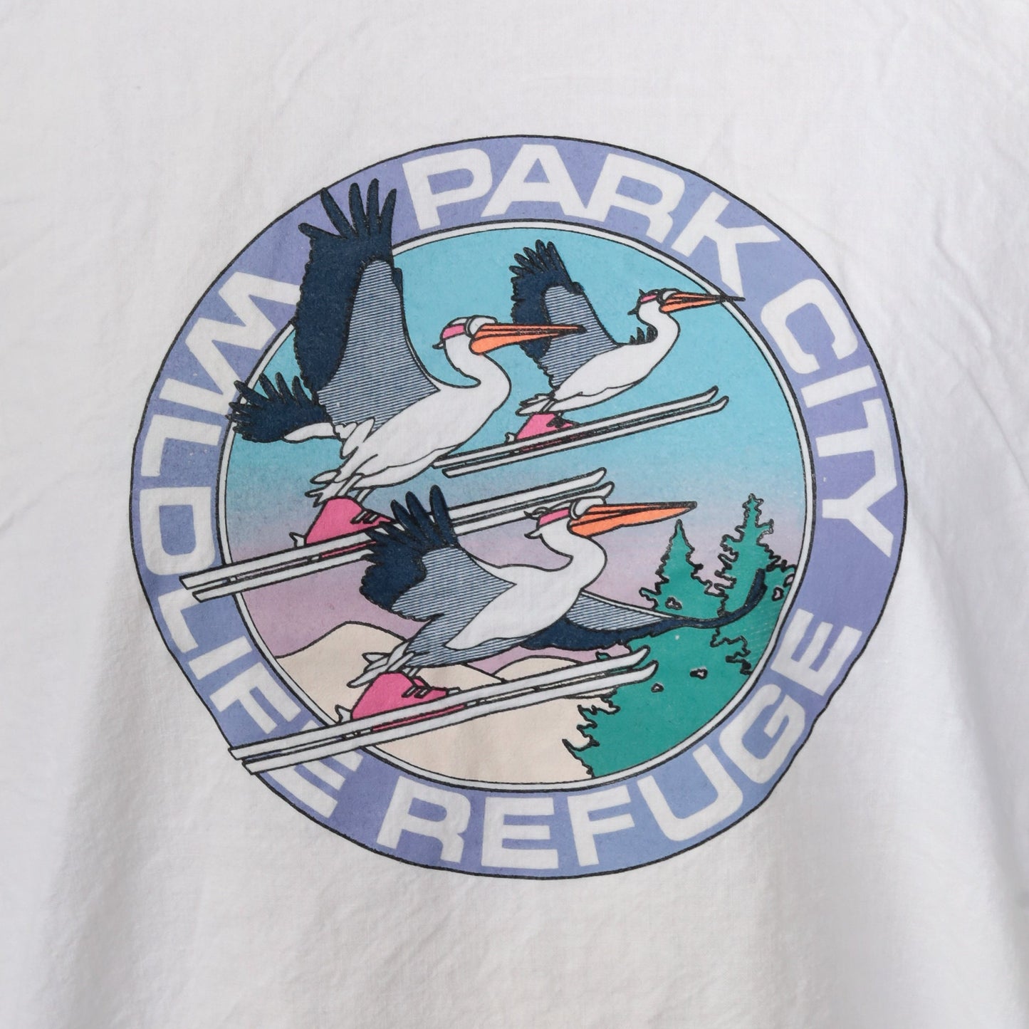 80s Park City Wildlife Refuge Pelican Ski Graphic Long Sleeve Tee Extra Large