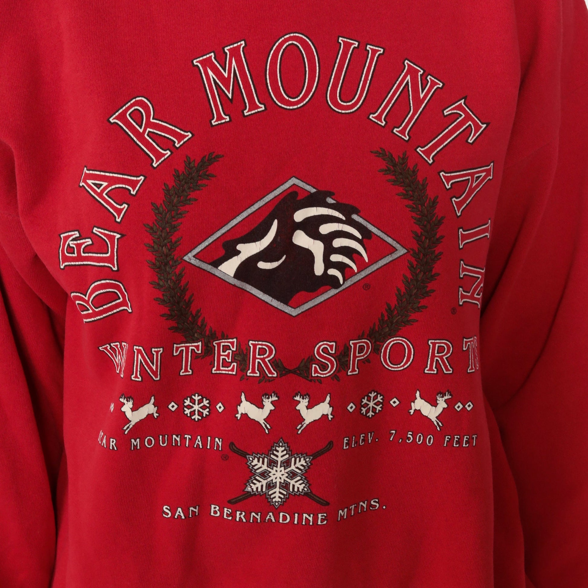 90s Bear Mountain New York Graphic Sweatshirt Crewneck Red Medium Large