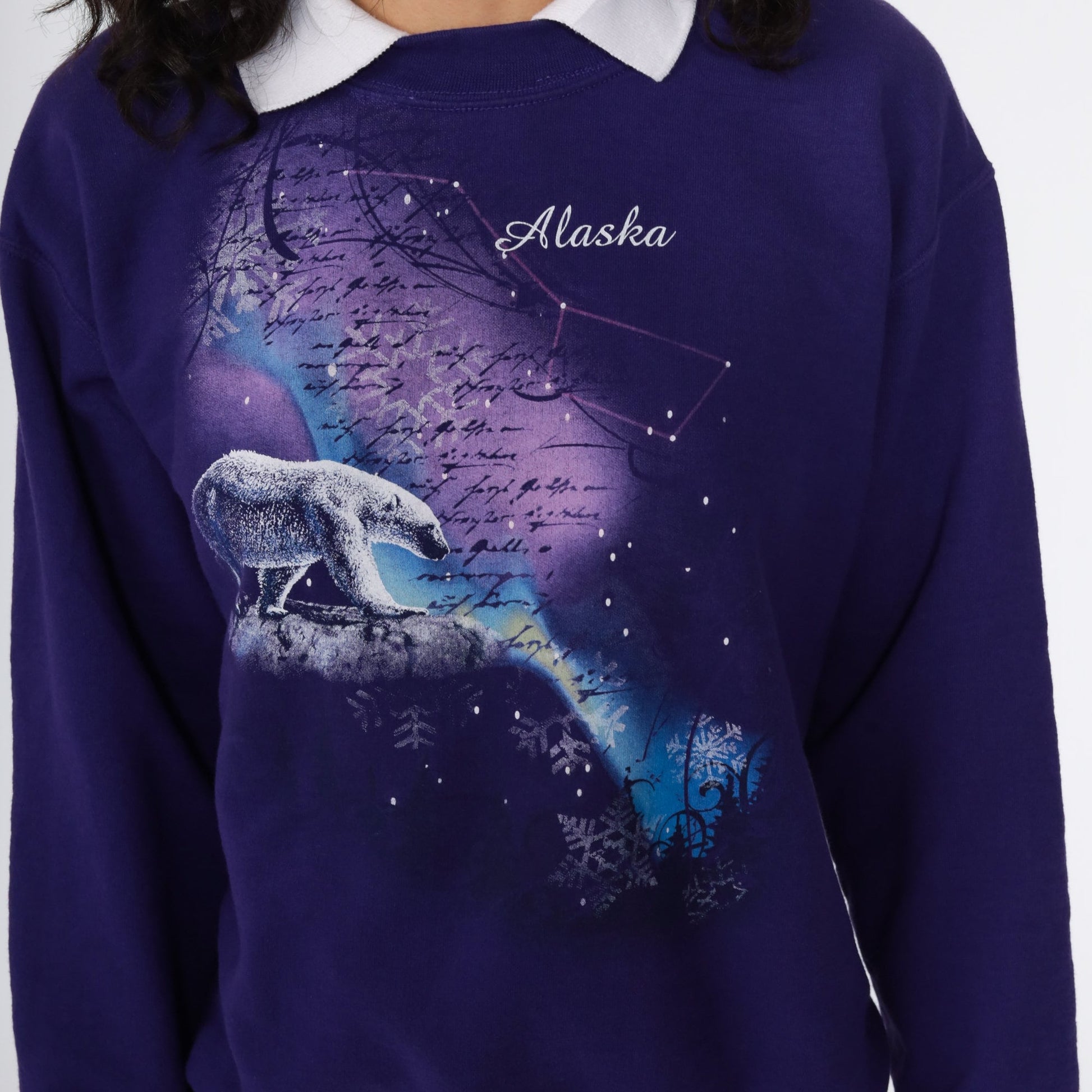 80s Polar Bear Alaska Graphic Sweatshirt Purple Crewneck Small